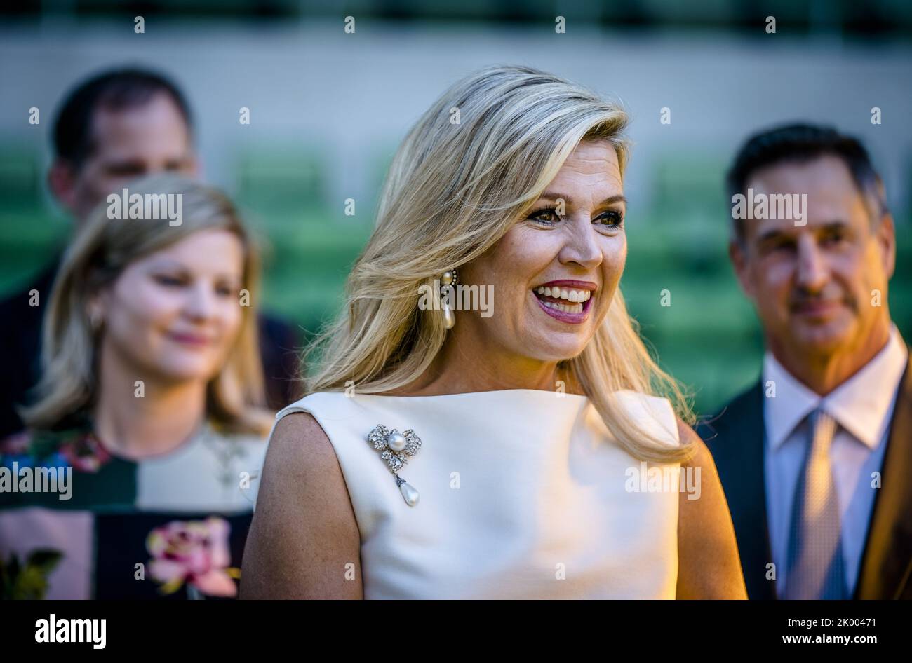 2022-09-08 19:09:51 AUSTIN - Queen Maxima wird um das Austin FC Stadion herum vom Besitzer Marius Haas, der auch Honorarkonsul in Austin ist, gezeigt. Sport spielt in Texas eine wichtige Rolle, wenn es um die Zusammenarbeit zwischen Innovationszentren geht. Die Königin ist auf einem viertägigen Arbeitsbesuch in den Vereinigten Staaten. ANP BART MAAT niederlande Out - belgien Out Stockfoto