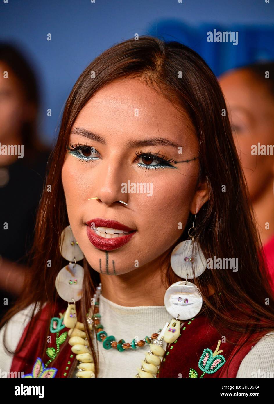 8. September 2022, New York City Quannah Chasinghorse kommt zur APPLE TV Docu-Serie Premiere von GUTSY, die am Donnerstag, 8. September 2022, im Times Center Theatre in New York City stattfindet. Foto von Jennifer Graylock-Alamy Stockfoto