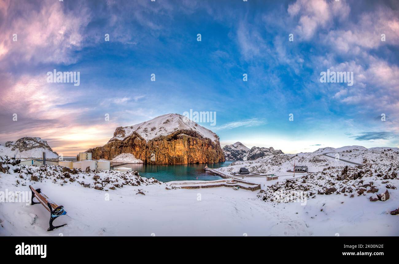 Winter in Vestmannaeyjar Island Stockfoto