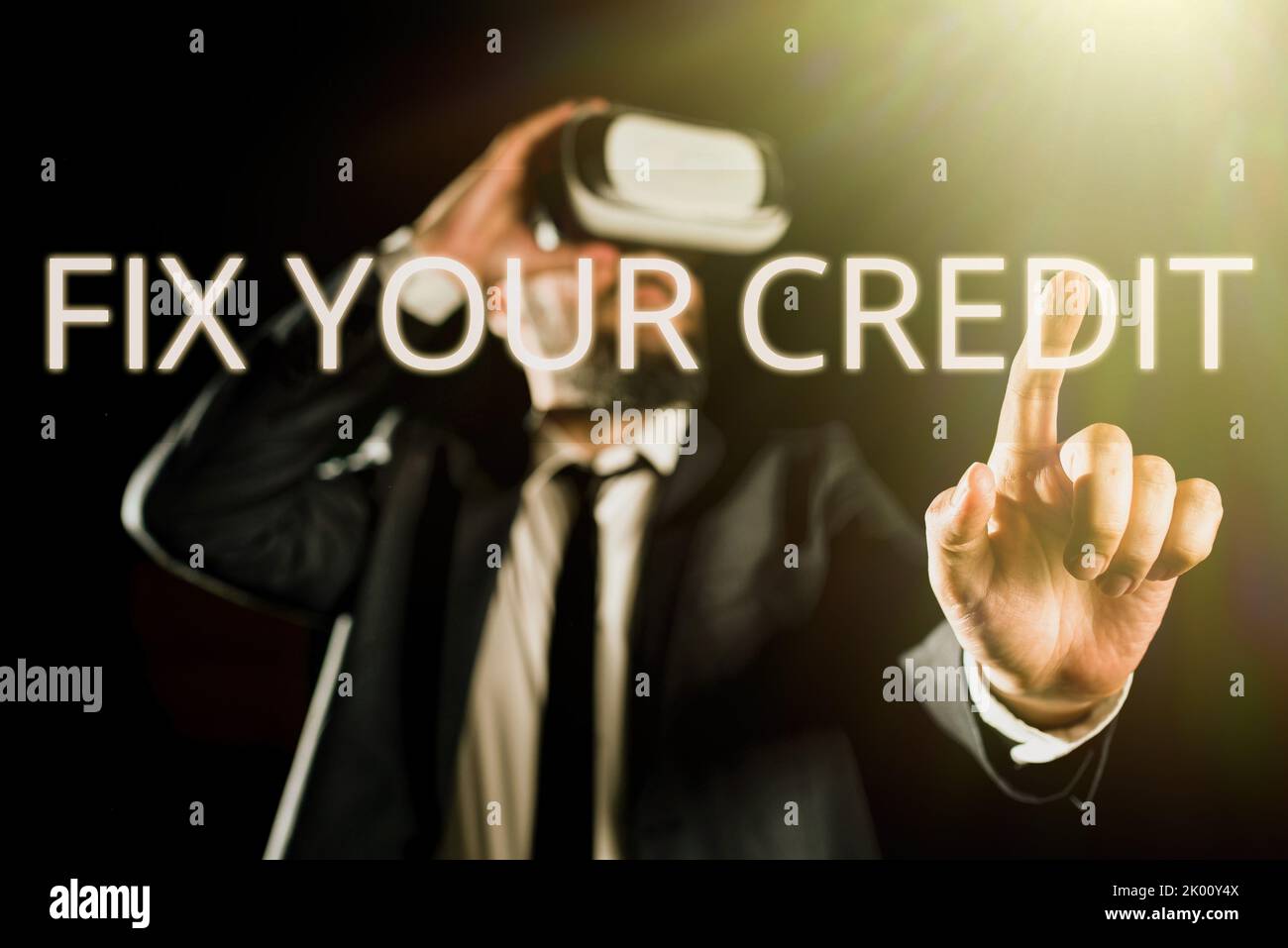 Text zeigt Inspiration Fix your CreditKeep balances low on credit cards and other credit. Business Showcase Halten Sie Guthaben niedrig auf Kreditkarten und Stockfoto