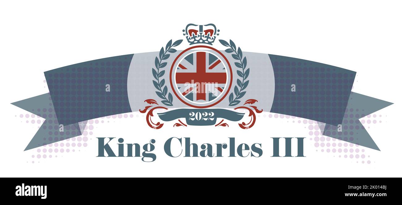 König Charles III 2022 Vektorgrafik - Prinz Charles wird König Charles nach dem Tod der Königin. Stockfoto