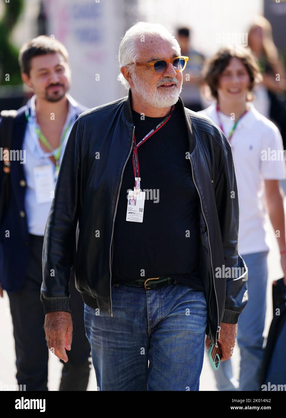 Flavio Briatore kommt vor dem Großen Preis von Italien zum Training beim Autodromo Nazionale Monza an. Bilddatum: Freitag, 9. September 2022. Stockfoto