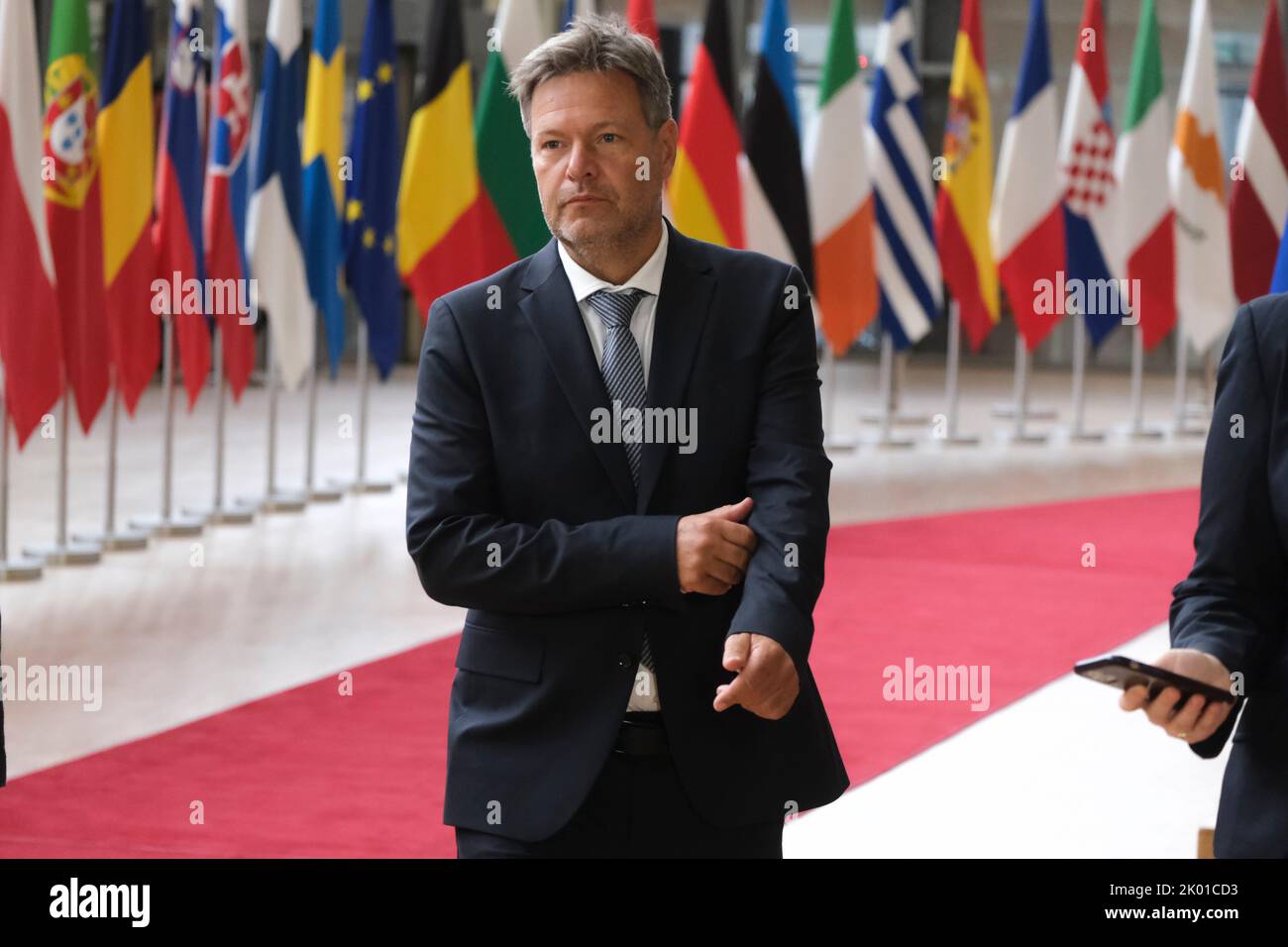 Brüssel, Belgien. 09. September 2022. Minister Robert HABECK, bei einem Treffen der EU-Energieminister, um am 9. September 2022 am EU-Hauptsitz in Brüssel, Belgien, Lösungen für steigende Energiepreise zu finden. Kredit: ALEXANDROS MICHAILIDIS/Alamy Live Nachrichten Stockfoto