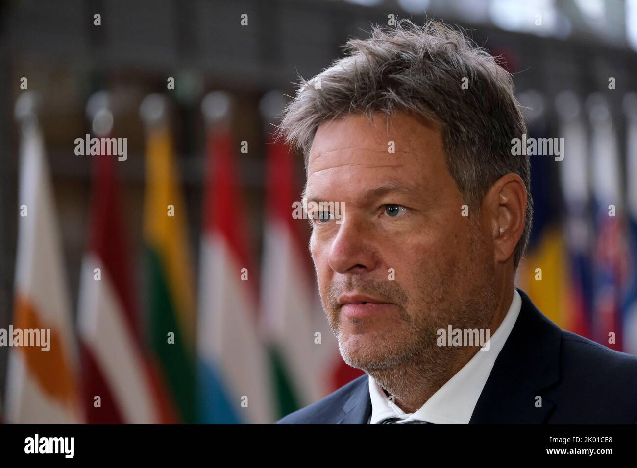 Brüssel, Belgien. 09. September 2022. Minister Robert HABECK, bei einem Treffen der EU-Energieminister, um am 9. September 2022 am EU-Hauptsitz in Brüssel, Belgien, Lösungen für steigende Energiepreise zu finden. Kredit: ALEXANDROS MICHAILIDIS/Alamy Live Nachrichten Stockfoto