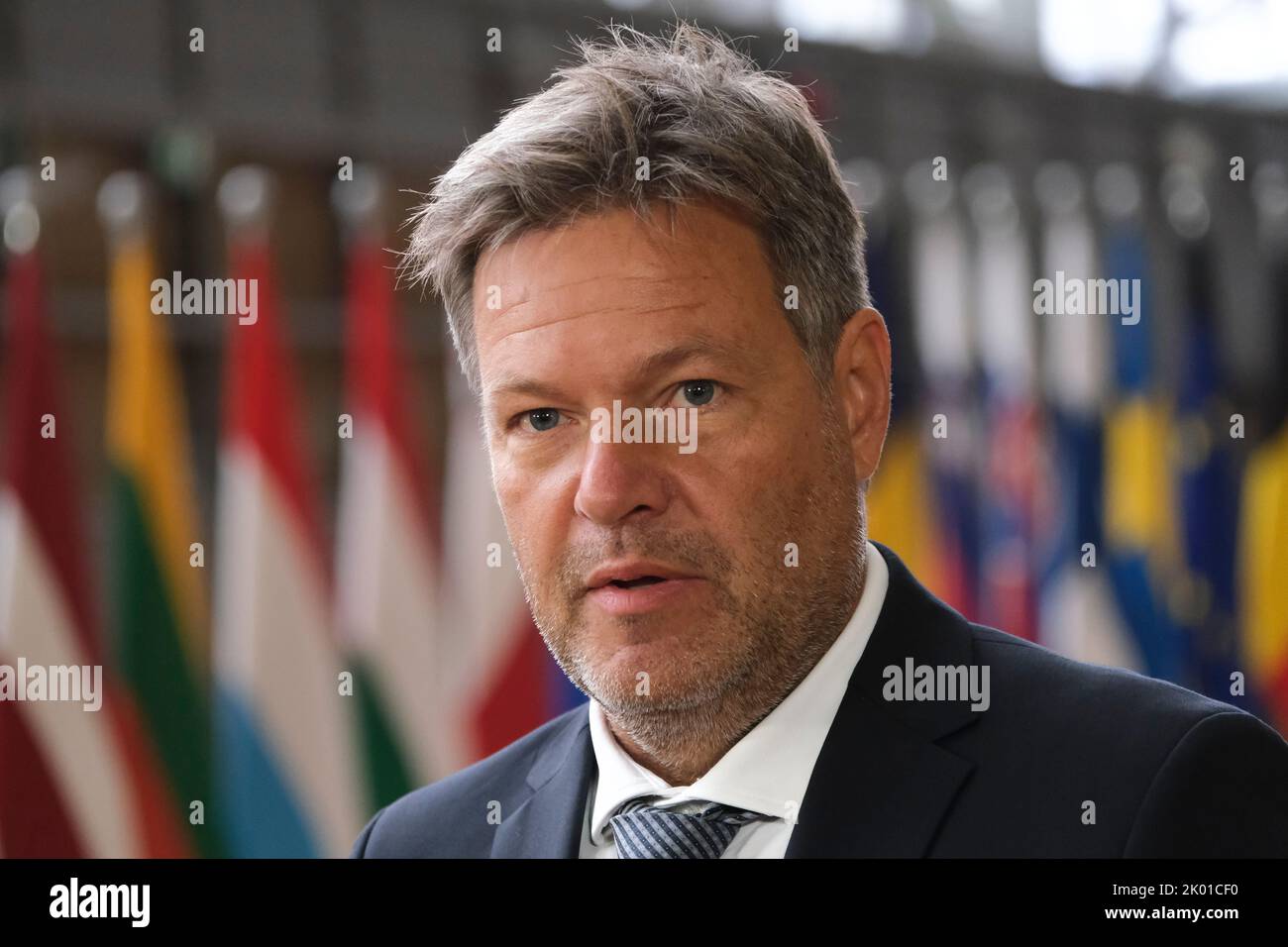 Brüssel, Belgien. 09. September 2022. Minister Robert HABECK, bei einem Treffen der EU-Energieminister, um am 9. September 2022 am EU-Hauptsitz in Brüssel, Belgien, Lösungen für steigende Energiepreise zu finden. Kredit: ALEXANDROS MICHAILIDIS/Alamy Live Nachrichten Stockfoto