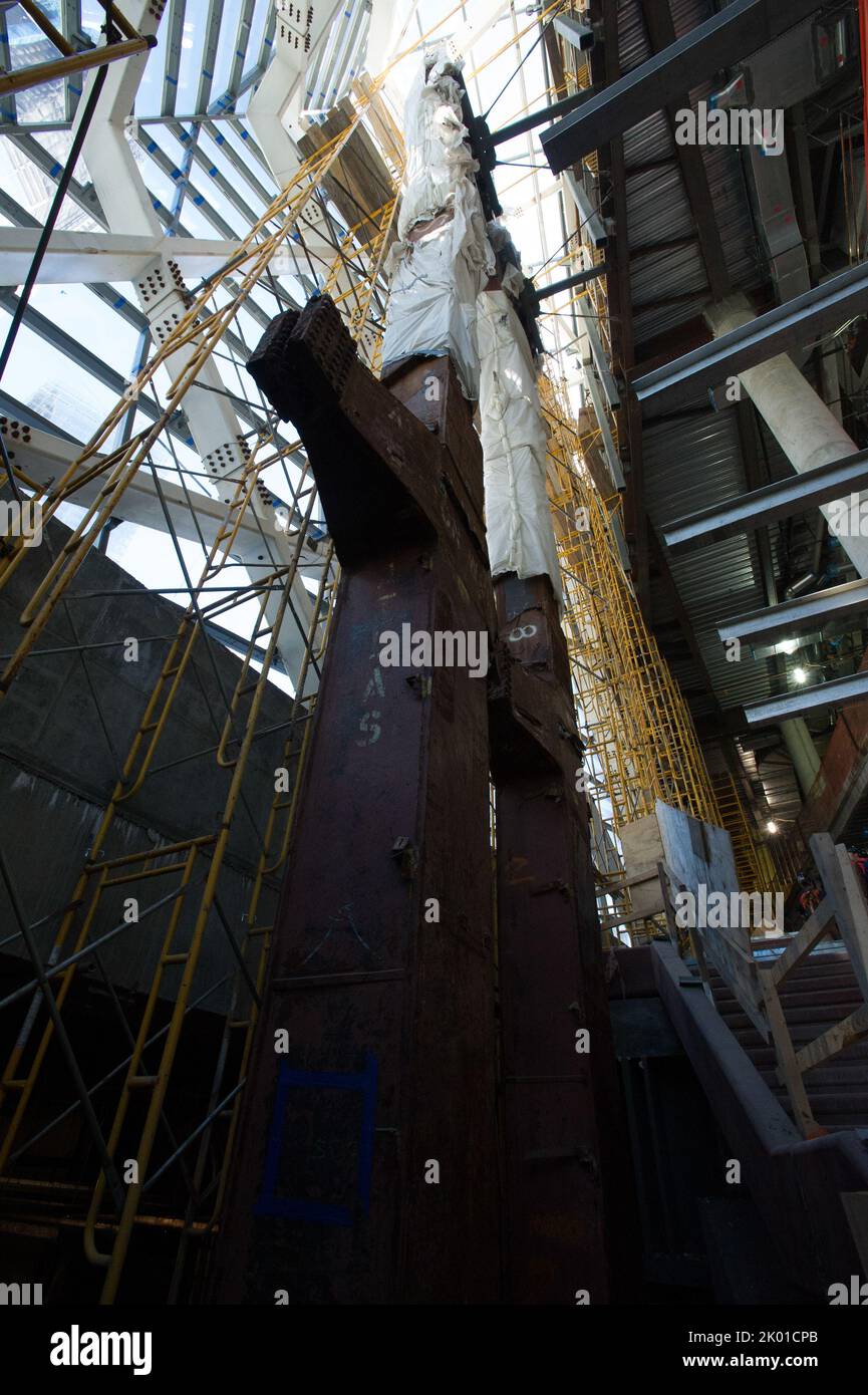 New York City, kurz vor dem 10.. Jahrestag des Terroranschlags vom 11. September 2001: Ort des Bombenanschlags auf das World Trade Center, Erinnerung an die Opfer, Umgebung und Stadtblicke. Stockfoto