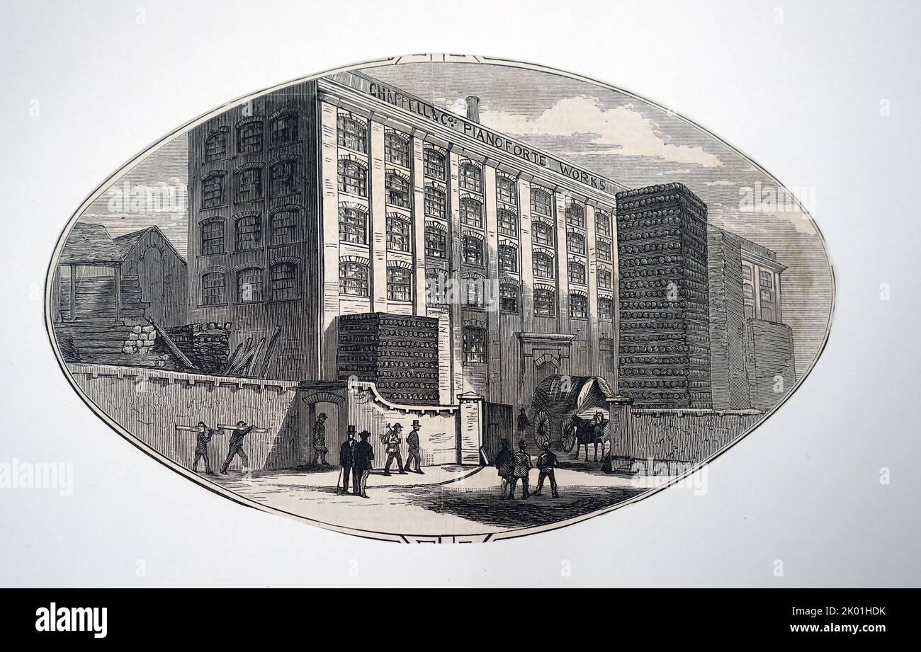 Chappell and Co's Piano Works, Belmont Street, Chalk Farm Road, London. Aus Den Illustrated Midland News, Birmingham, 2. April 1870. Stockfoto