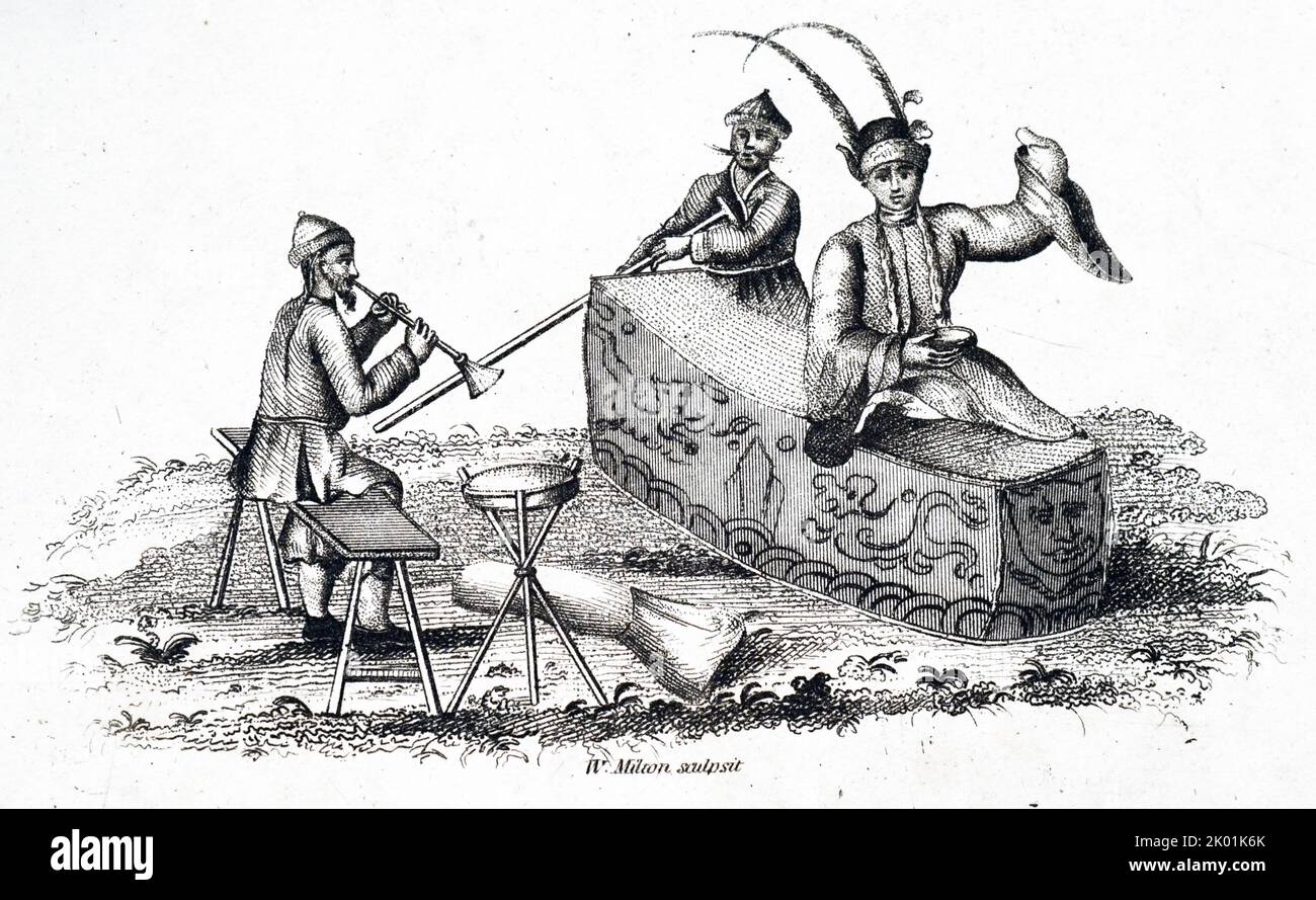 Eine chinesische Bergbank oder ein Reisender Entertainer. London, 1812. Stockfoto