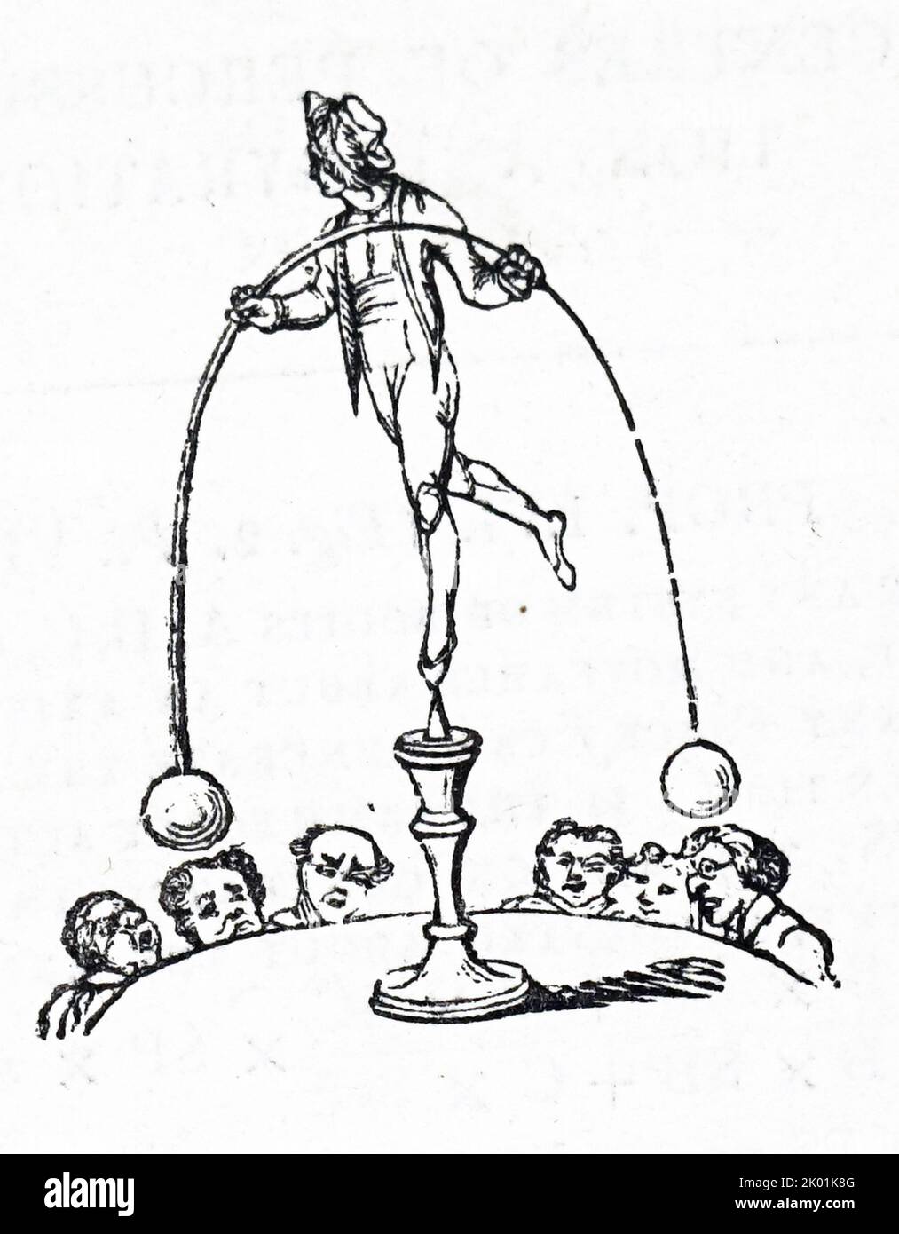 Acrobat. Von William Emerson, The Principles of Mechanics, London, 1836. Stockfoto