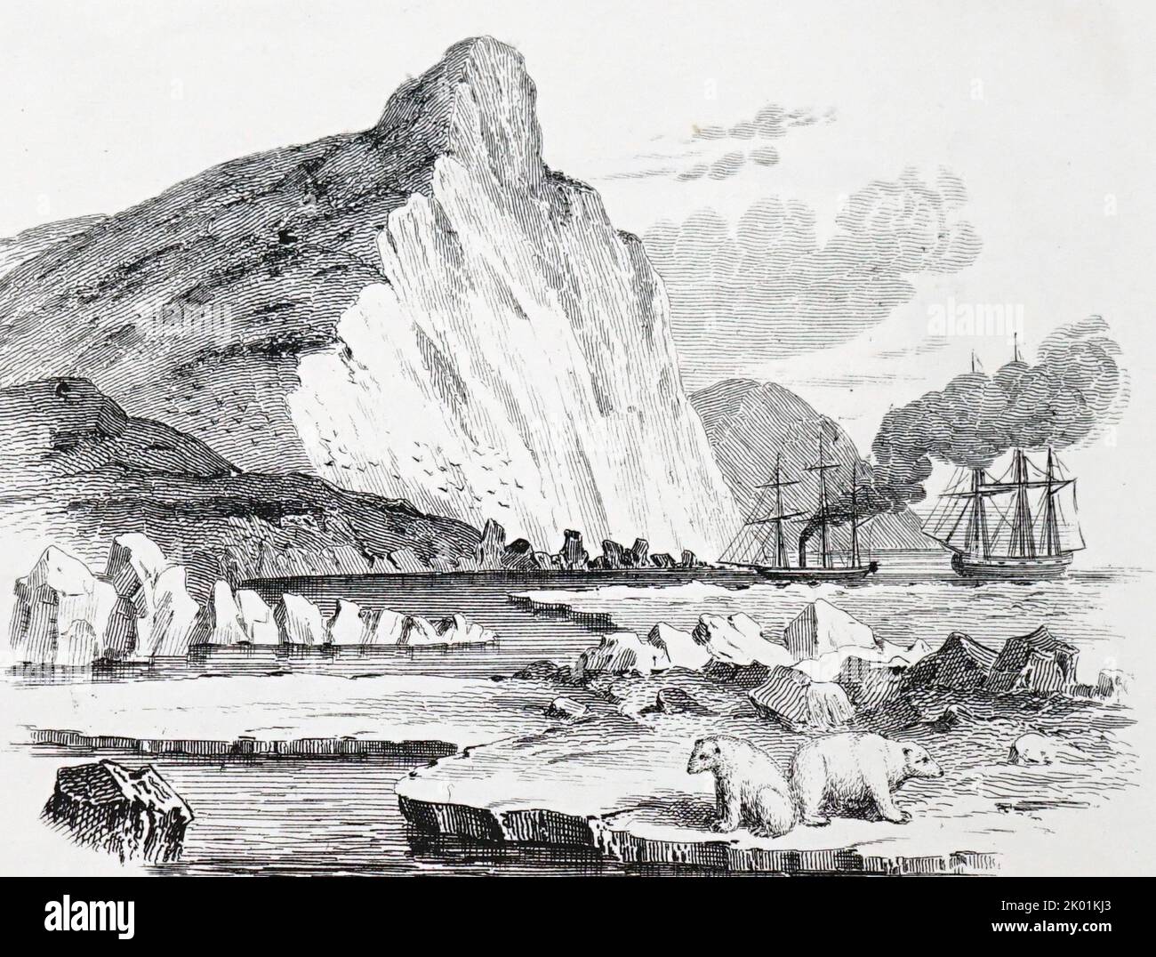 Arktisforschung: HMS Pioneer und HMS resoluieren vor Cape Hotham. Stockfoto
