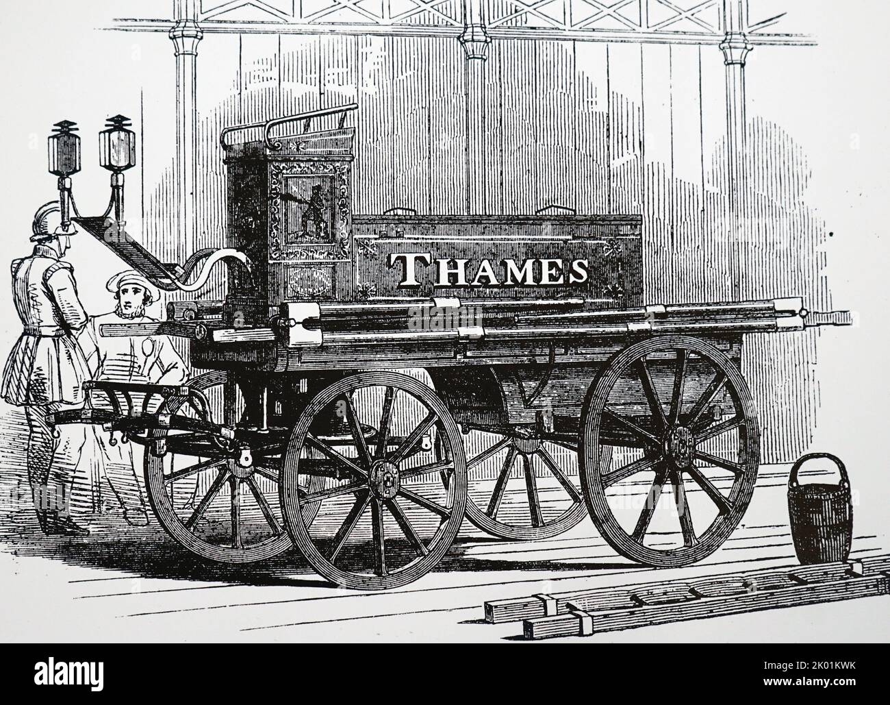 Shand und Masons Feuerwehrmotor, der von der Londoner Feuerwehr eingesetzt wird. 1851. Stockfoto
