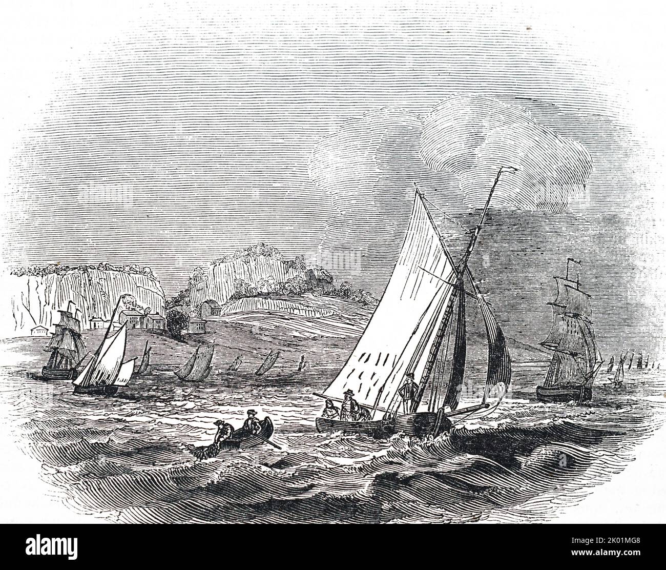 Angeln auf Sprossen in der Themse bei Benfleet, London, 1837. Stockfoto