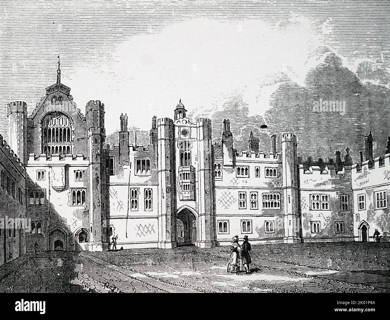 Hampton Court Palace, von Kardinal Wolsey erbaut und ihm von Heinrich VIII., der ihn hinzufügte, geschenkt. Stockfoto