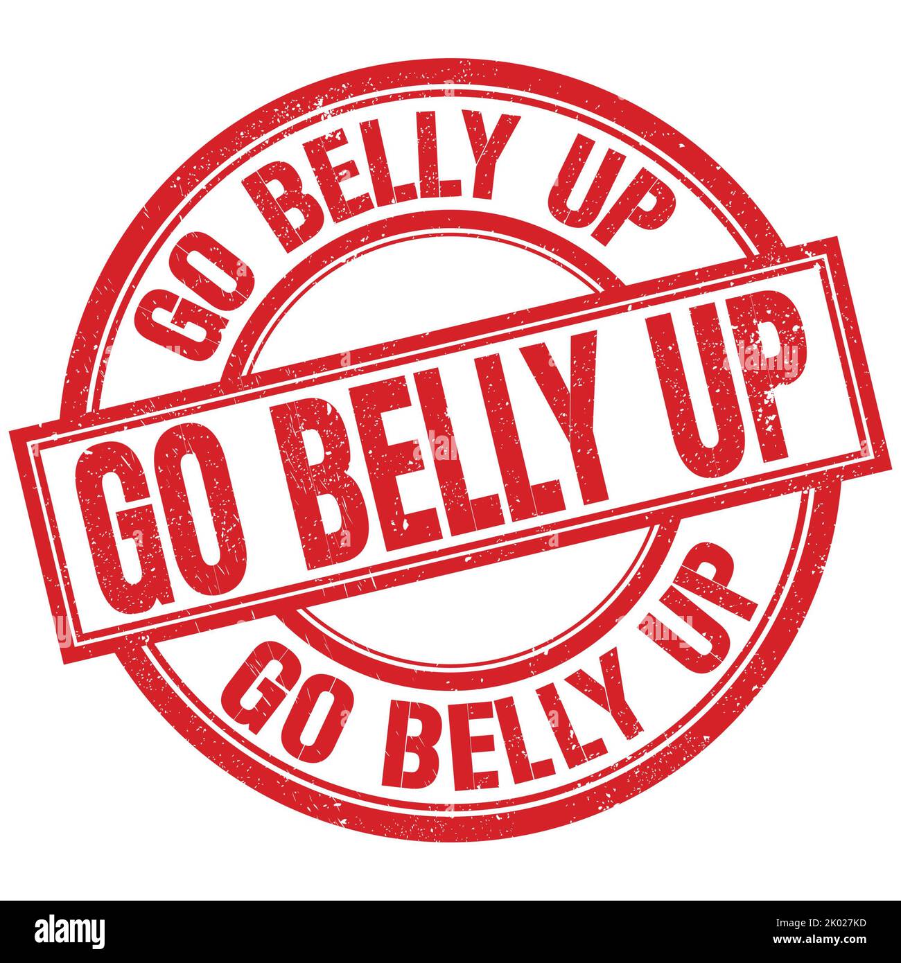 GEHEN SIE BAUCH NACH OBEN Text geschrieben Wort auf roten runden Stempel Zeichen Stockfoto