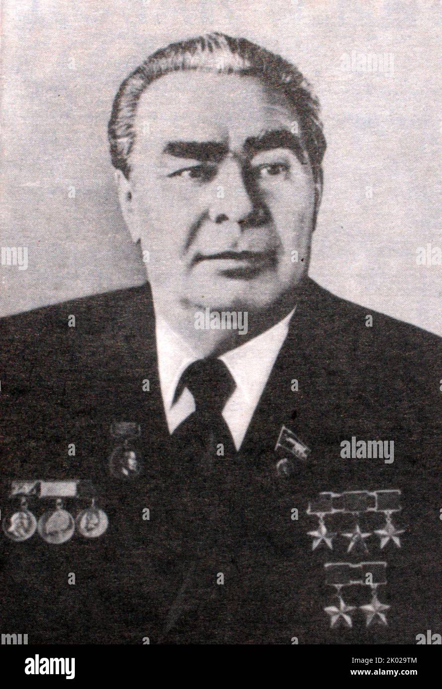 Tod des sowjetischen Führers Leonid Iljitsch Breschnew 1982. Leonid Iljitsch Breschnew war ein sowjetischer Politiker, der die Sowjetunion als Generalsekretär der regierenden Kommunistischen Partei anführte (1964-1982) Stockfoto