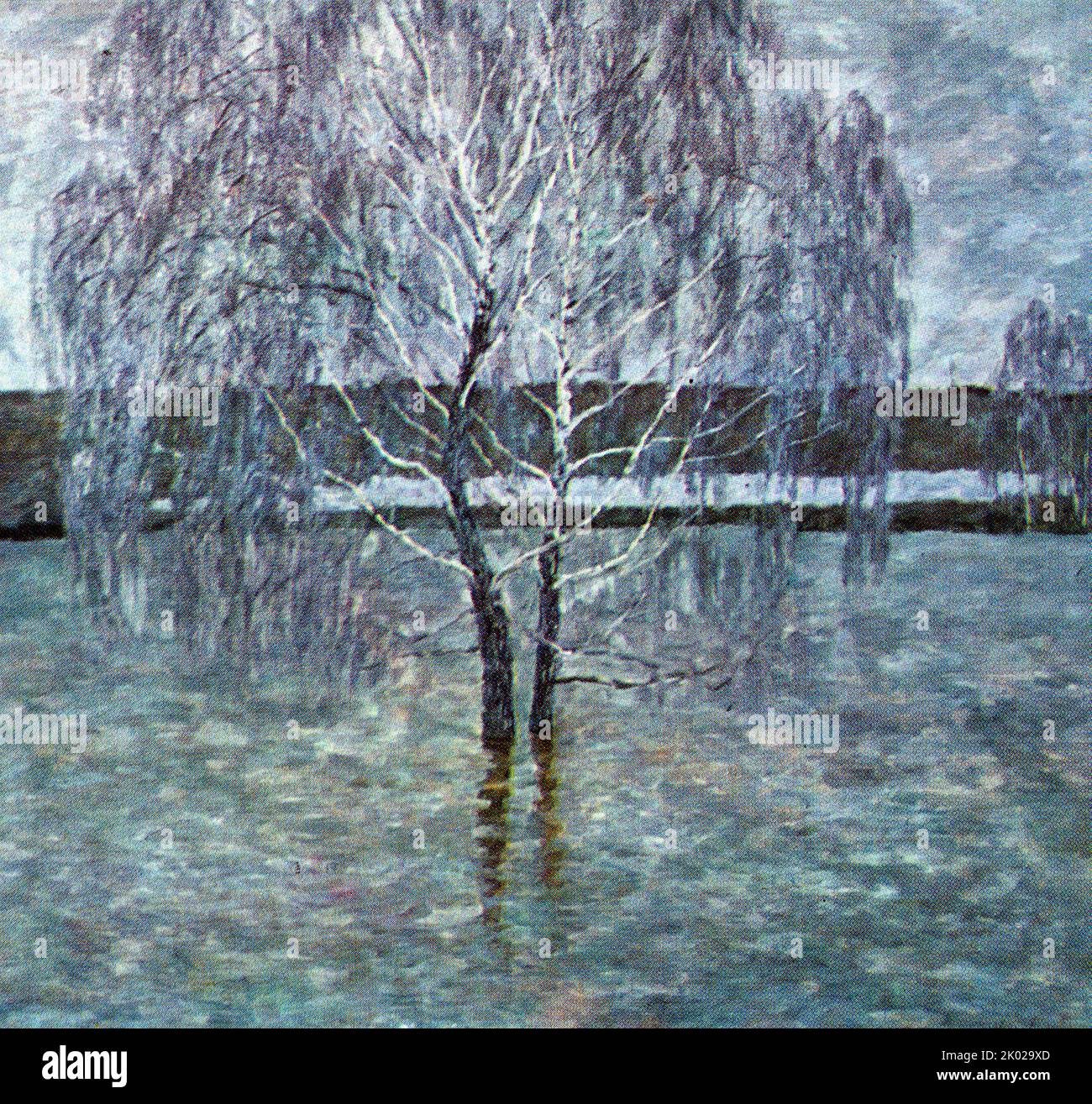 Großes Wasser. Von dem russischen Künstler Ephraim Iwanowitsch Zverkov, 1921- 2012; Öl. 1980. Stockfoto