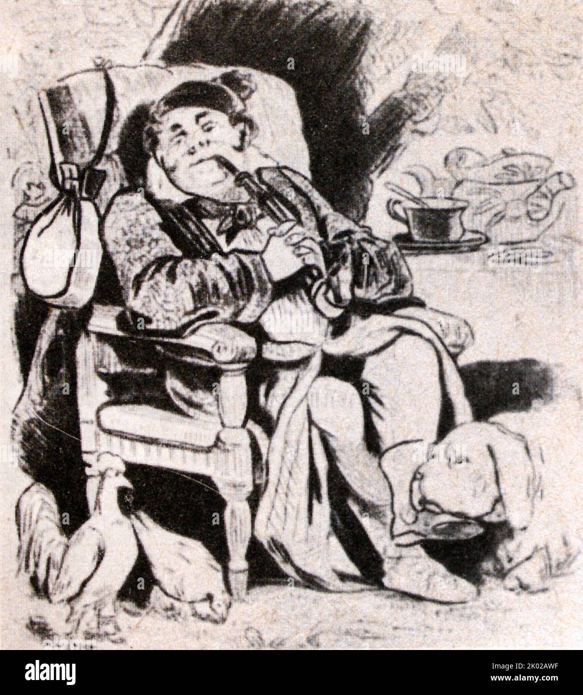 Russischer Gutsbesitzer im Urlaub. Malerei aus der Mitte des 19.. Jahrhunderts. Stockfoto