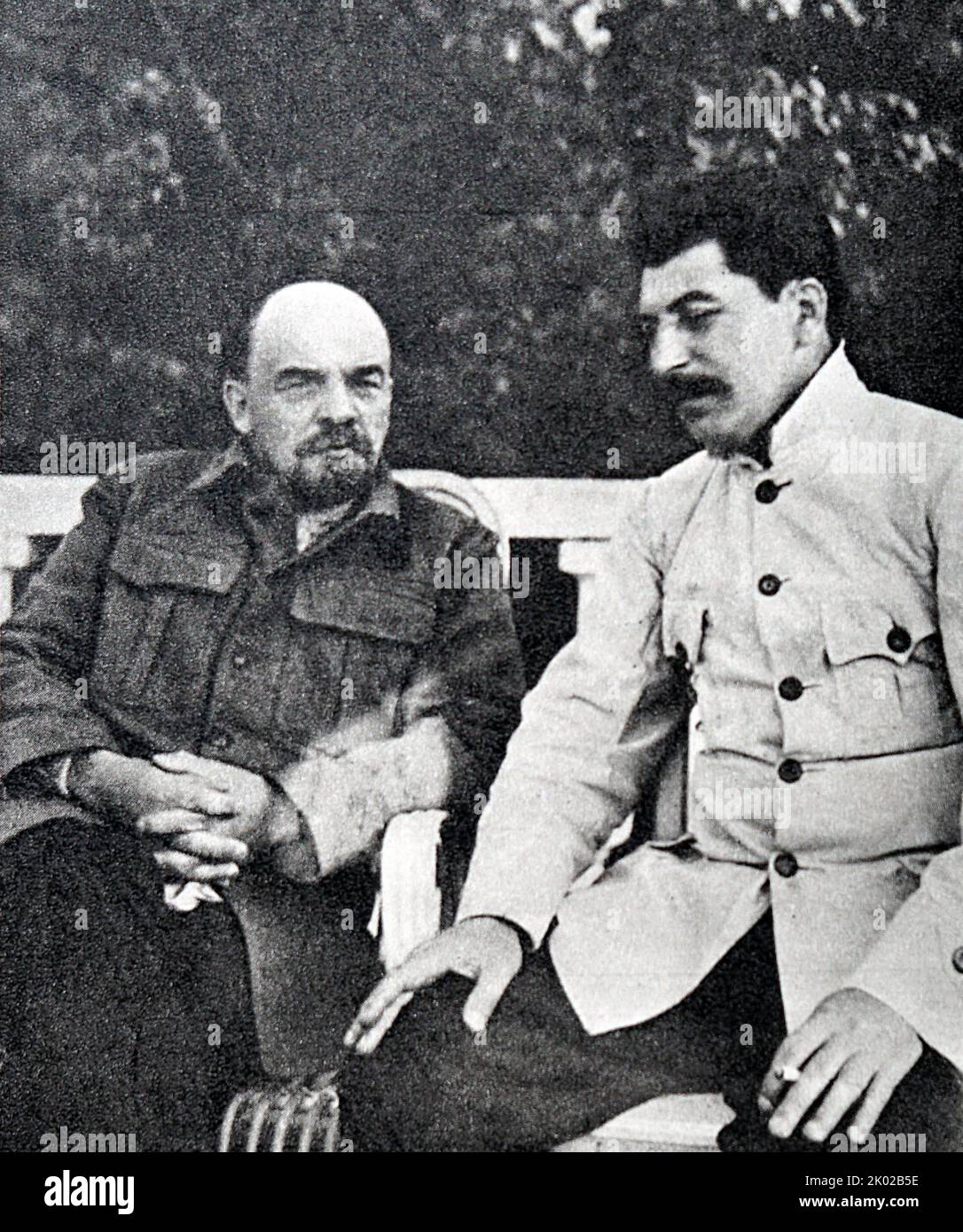 Lenin und Stalin zusammen in Gorki. 1922. Stockfoto