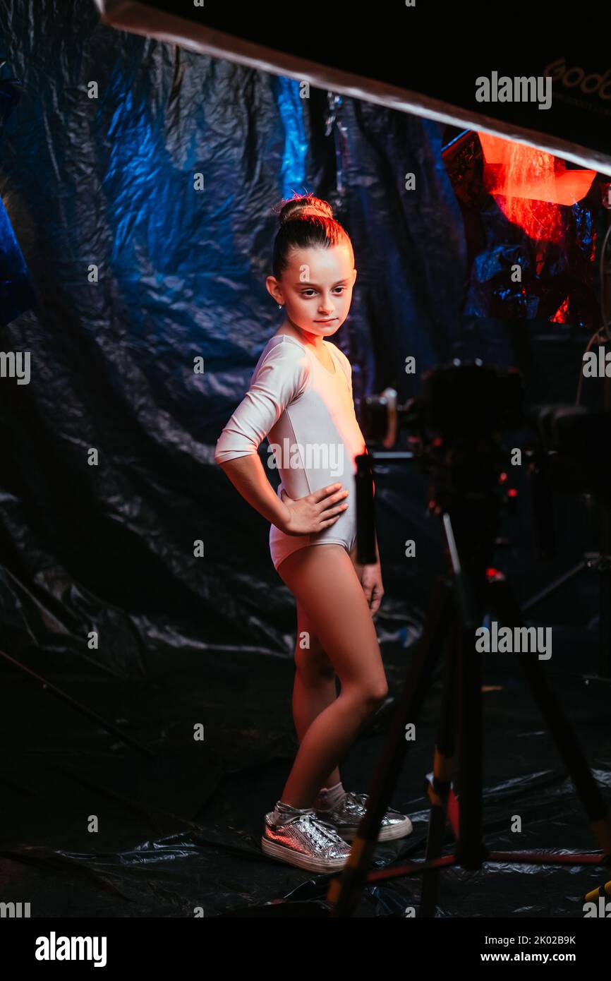 Kind Mode Shooting Backstage Ballerina Mädchen Stockfoto