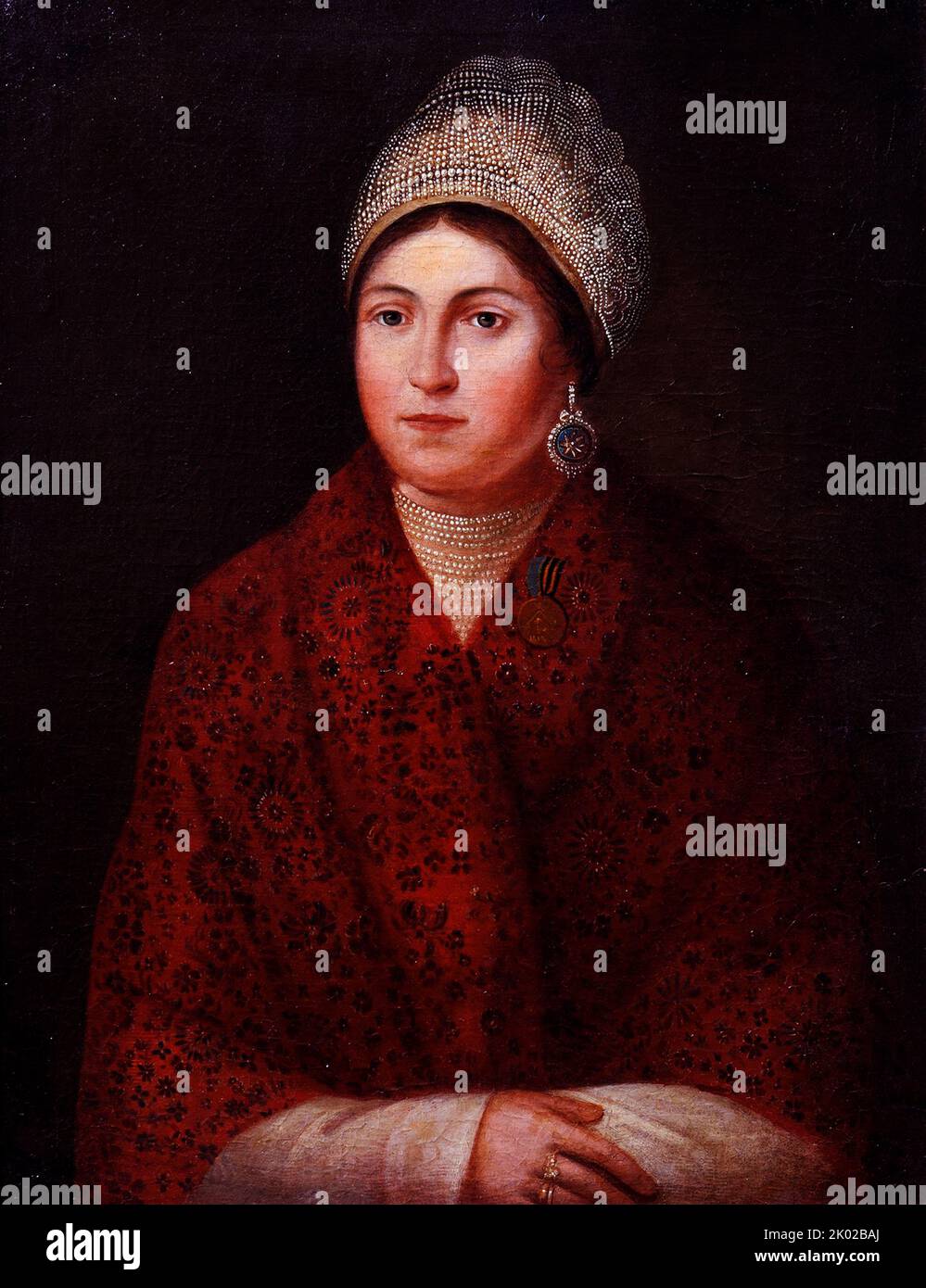 Vasilisa Kozhina (c. 1780--c. 1840) Russische Guerilla im Vaterländischen Krieg von 1812, die gegen die eindringende französische Grande Armee kämpfte. Stockfoto