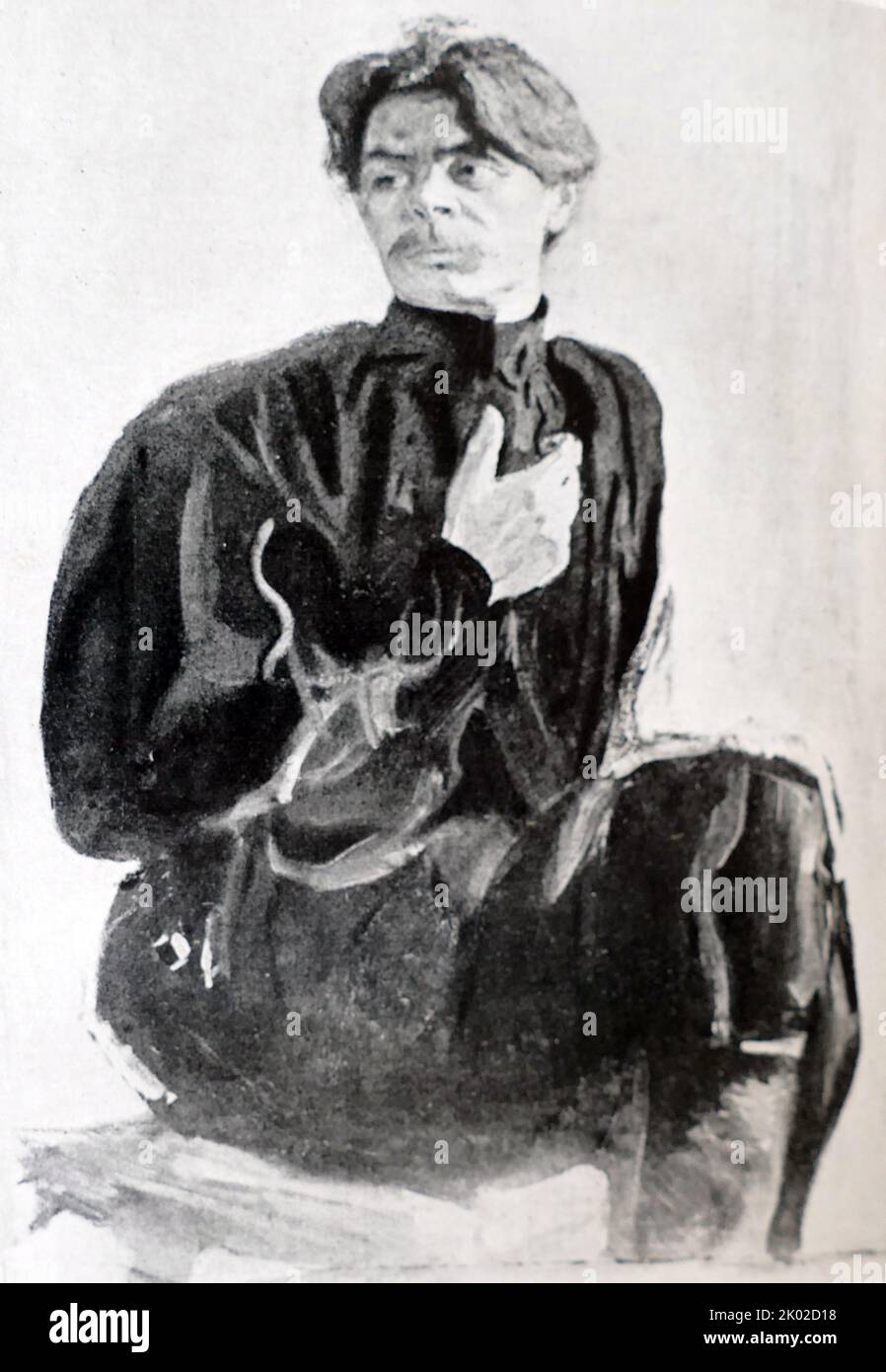 Porträt des Autors Maxim Gorki (1868-1939), gemalt 1904. Von Vladimir Serov (1865-1911), russischer Künstler. Stockfoto Porträt des Autors Maxim Gorki (1868-1939), gemalt 1904. Von Vladimir Serov (1865-1911), russischer Künstler. Stockfoto