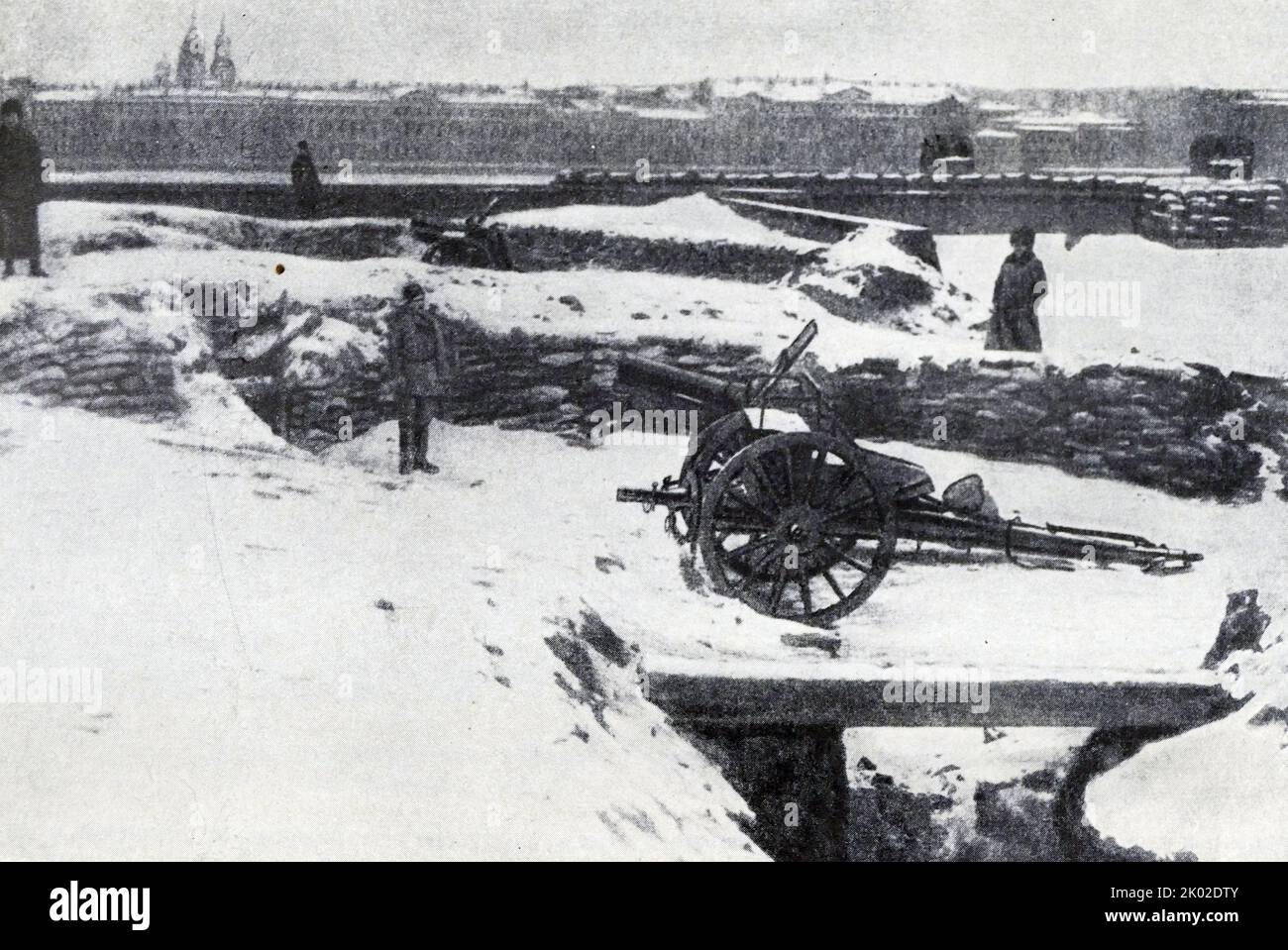 Defensive Strukturen in Petrograd. November 1919. Stockfoto
