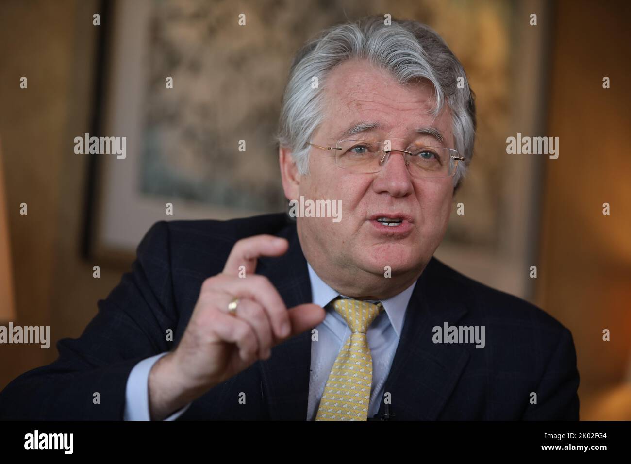 Jörg Wuttke, Präsident der Handelskammer der Europäischen Union in China, wird am Donnerstag, dem 20. Januar 2022, bei einem Interview in Peking, China, abgebildet. 20JAN22 SCMP/Simon Song Stockfoto