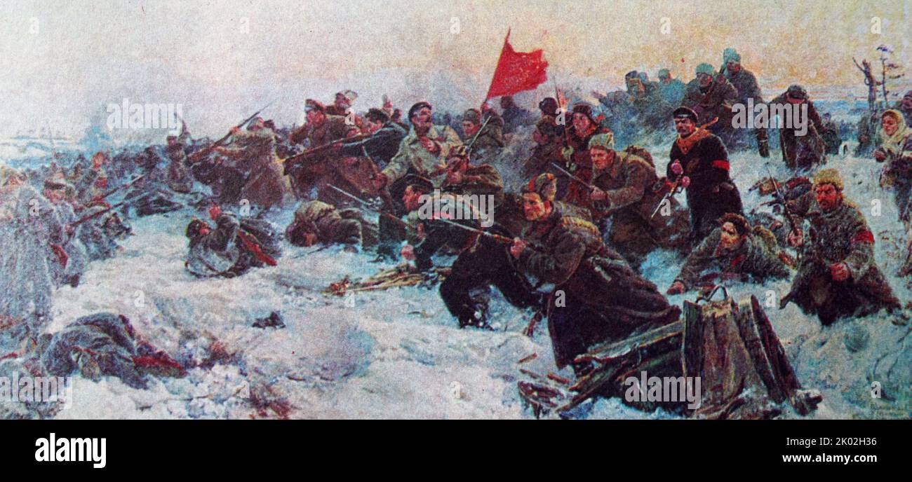 Die Geburt der Roten Armee. Gemälde von V.K. Dmitrievskiy, I.W. Evstigneev, G.I. Prokopinskiy. Stockfoto