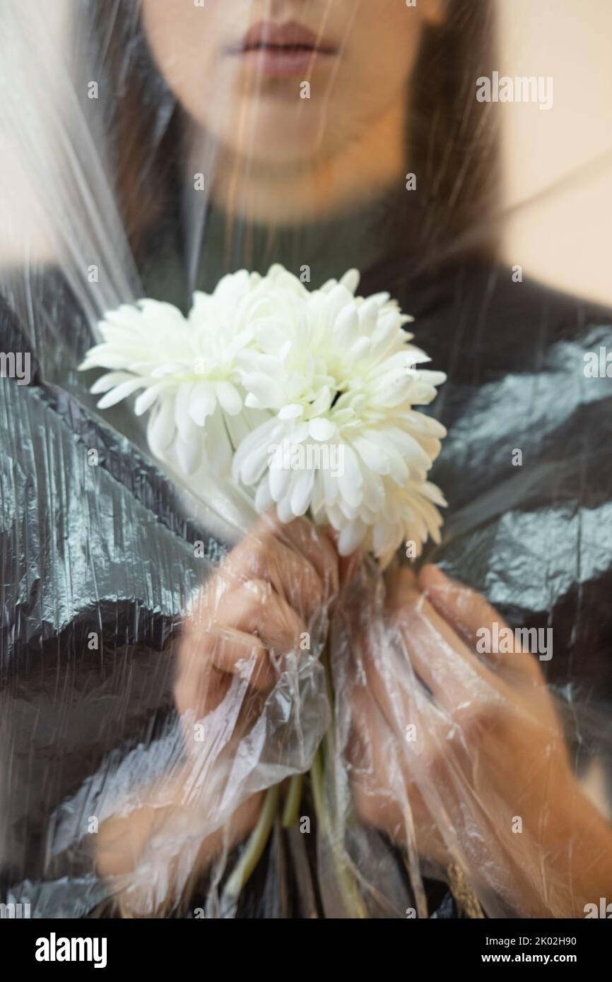 Defokussed weibliche Porträt Allergie Krankheit Gesundheit Stockfoto