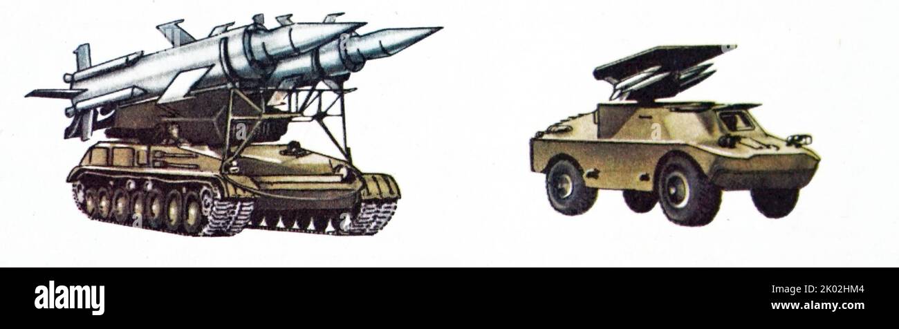 Doppelraketenwerfer; Installation mit Panzerabwehrraketen. 1980 Stockfoto
