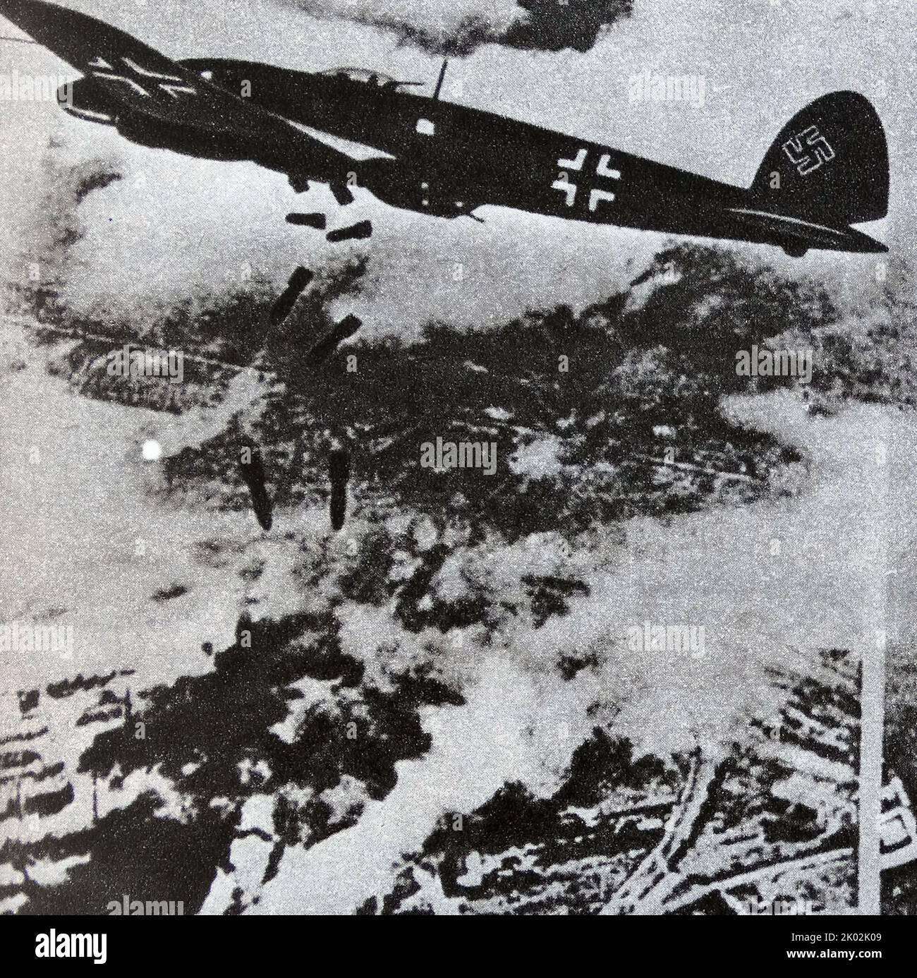 Nazi-Flugzeuge bombardieren Polen. 1939 Stockfoto