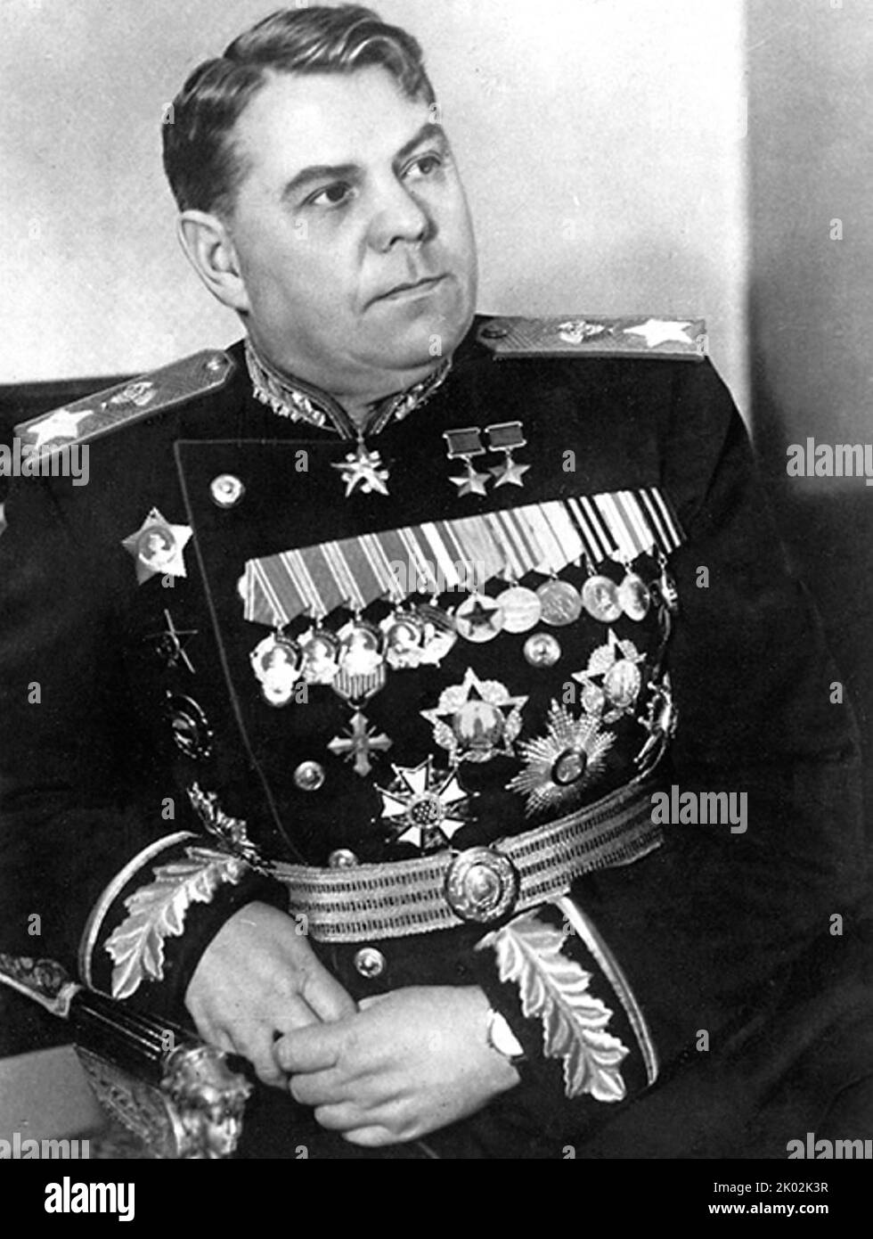 Alexander Michajlowitsch Wassilewskij (1895 - 1977), Marschall der Sowjetunion im Jahre 1943. Er diente als Generalstabschef der sowjetischen Streitkräfte (1942-1945) und stellvertretender Verteidigungsminister während des Zweiten Weltkriegs sowie als Verteidigungsminister von 1949 bis 1953. Stockfoto