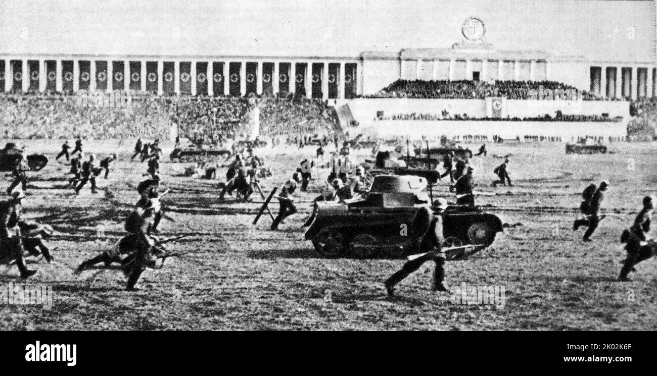 Demonstration der Wehrmachtsausbildung. Nürnberger Stadion. September 1937 Stockfoto