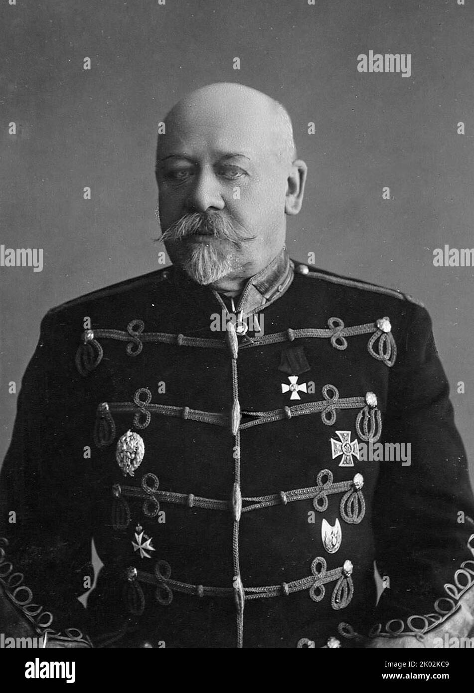 Wladimir Alexandrowitsch Suchomlinow (1848 - 1926) der russische General der kaiserlichen russischen Armee, der von 1908 bis 1909 als Generalstabschef und von 1909 bis 1915 als Kriegsminister fungierte. Suchomlinow wurde wegen Hochverrats, Korruption und Machtmissbrauch angeklagt Stockfoto