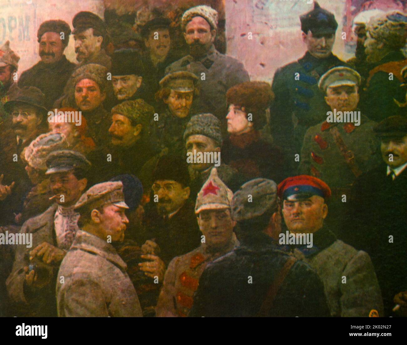Gewerkschaftskongress der Sowjets. Der Beginn der UdSSR (L. Kotlyarow., Öl.) Der erste All-Union-Kongress der Sowjets war ein Kongress der Vertreter der Sowjets der Arbeiter-, Bauern- und Abgeordneten der Roten Armee, der am 30. Dezember 1922 in Moskau stattfand. An dem Kongress nahmen 2215 Delegierte Teil Stockfoto