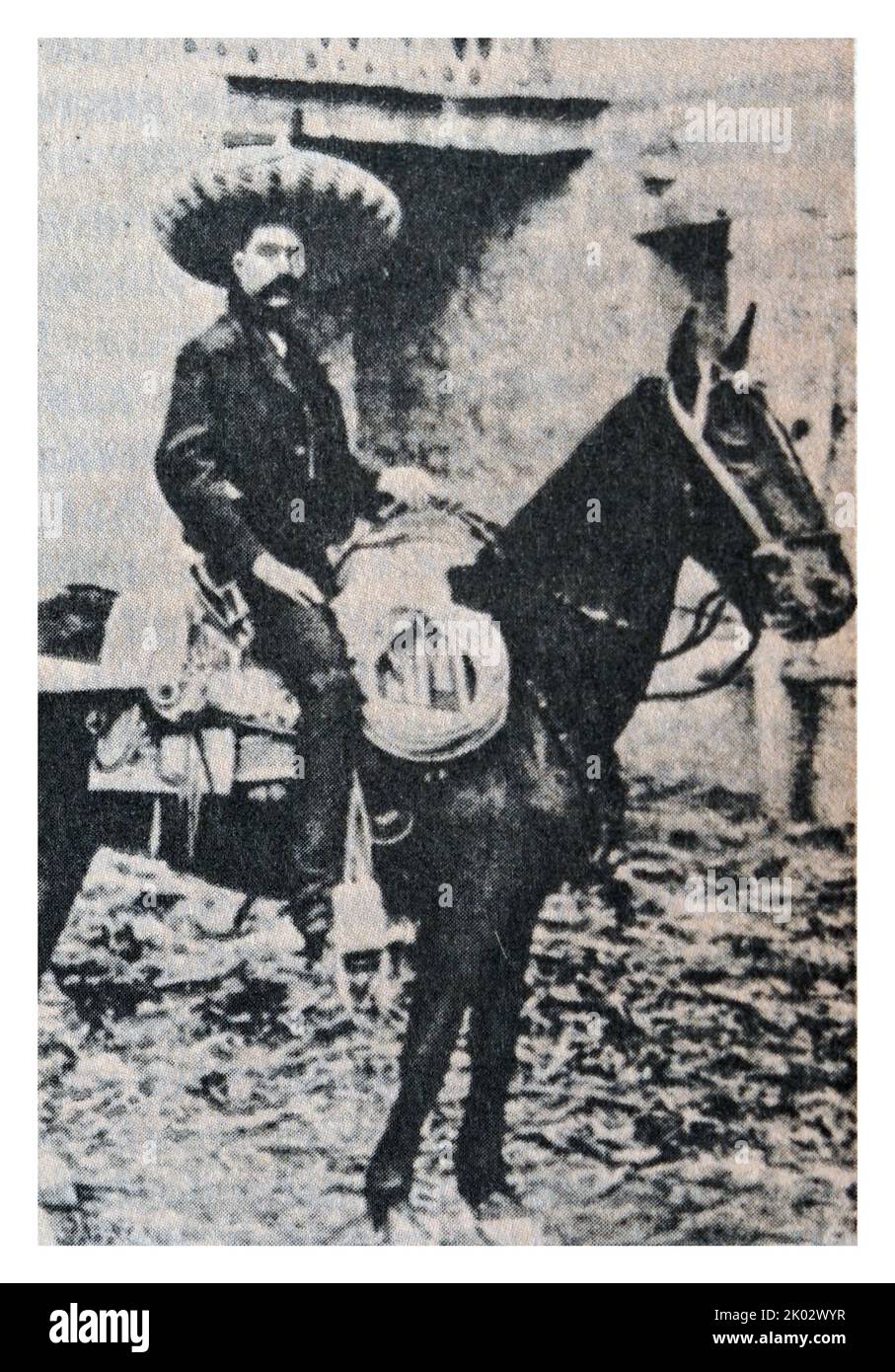 Emiliano Zapata (1880-1919) wurde eine führende Persönlichkeit in der mexikanischen Revolution von 1910-1920, der Hauptführer der Volksrevolution im mexikanischen Bundesstaat Morelos und die Inspiration der Agrarbewegung namens Zapatismo. Stockfoto