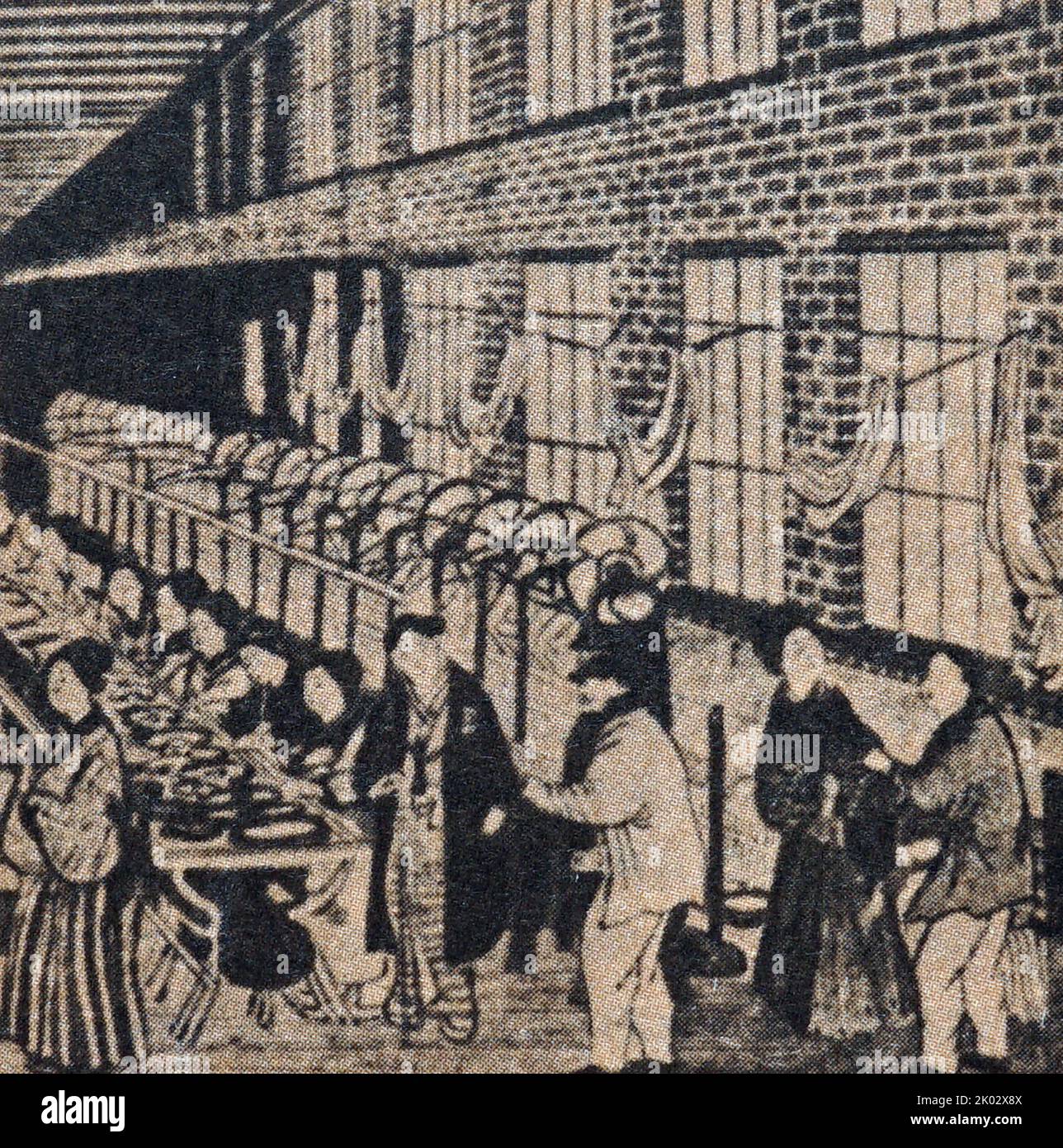 Eine Textilfabrik in Japan. 19. Jahrhundert. Stockfoto
