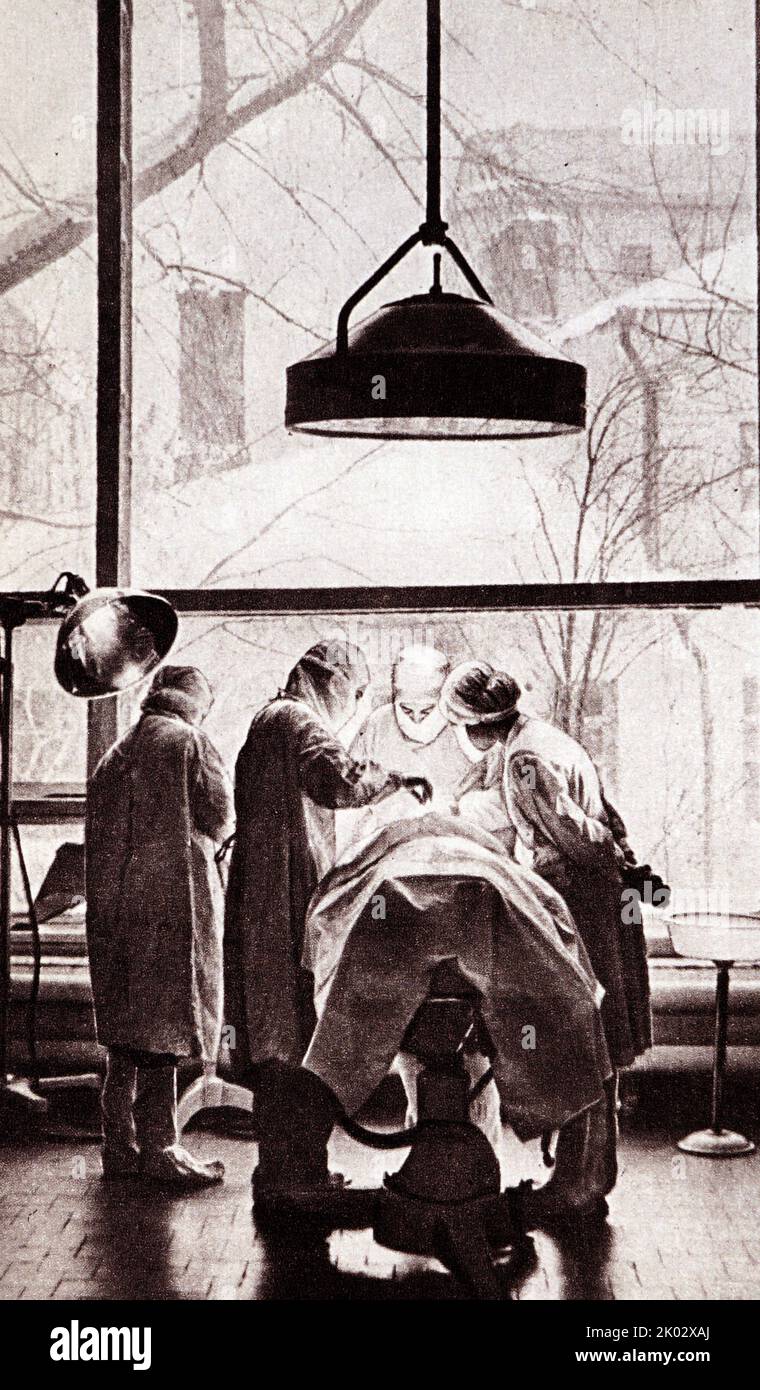 Medizinisches Operationstheater in der UdSSR (Sowjetunion) um 1960. Stockfoto