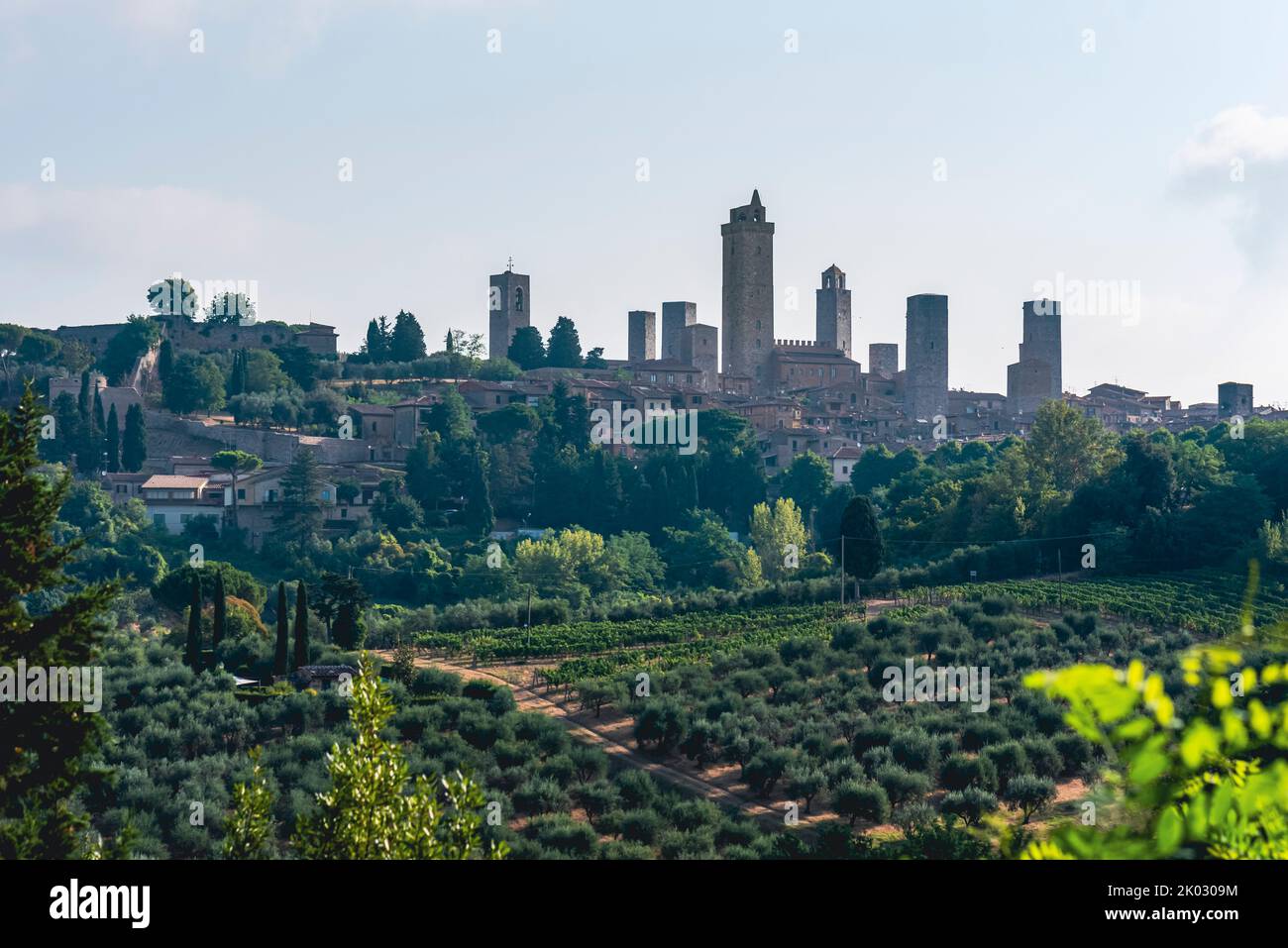 Türme von San Gimignano, auch Manhattan des Mittelalters genannt, seit 1990 UNESCO Weltkulturerbe, San Gimignano, Toskana, Italien Stockfoto