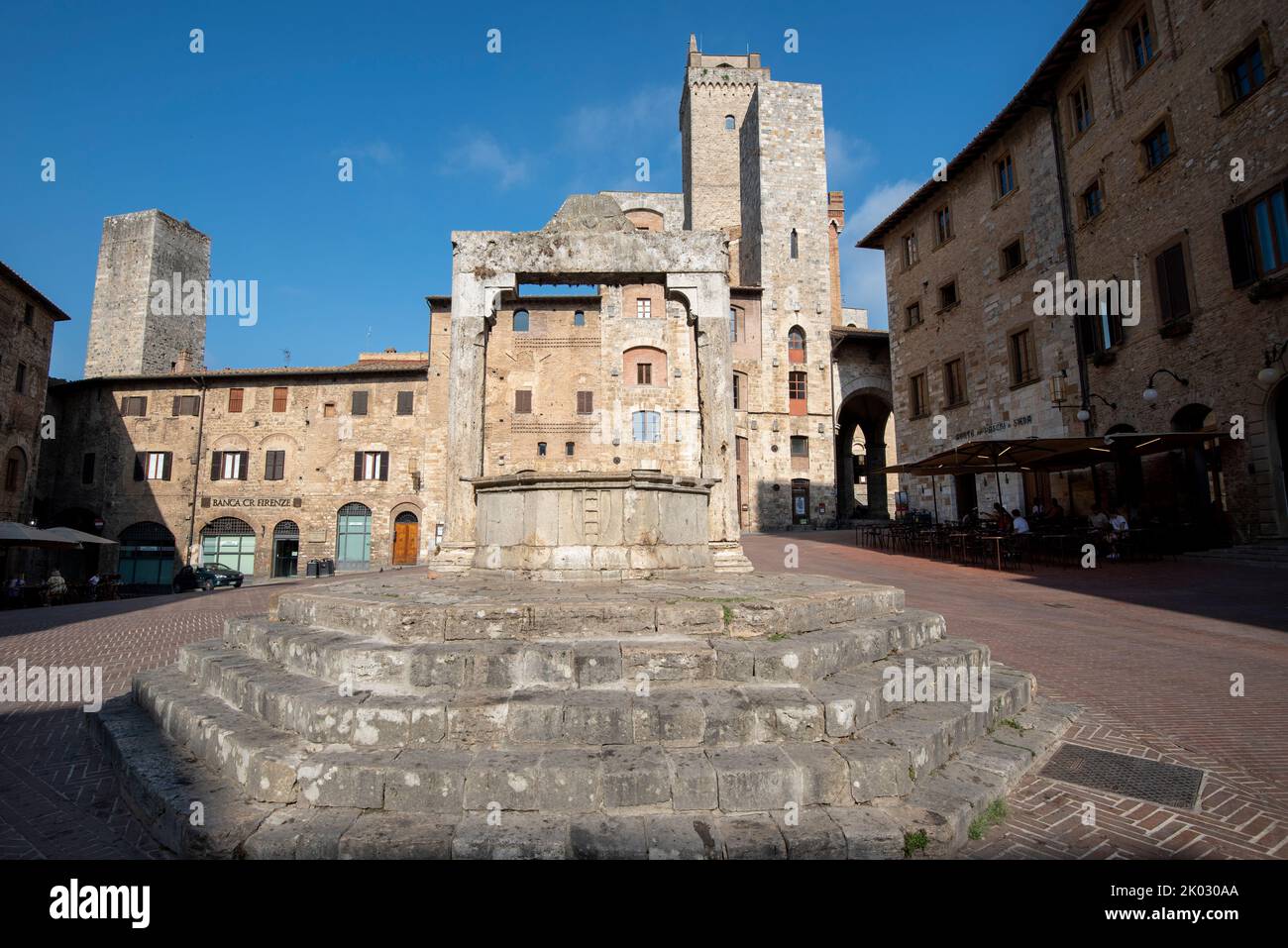 Türme von San Gimignano, auch Manhattan des Mittelalters genannt, seit 1990 UNESCO Weltkulturerbe, San Gimignano, Toskana, Italien Stockfoto