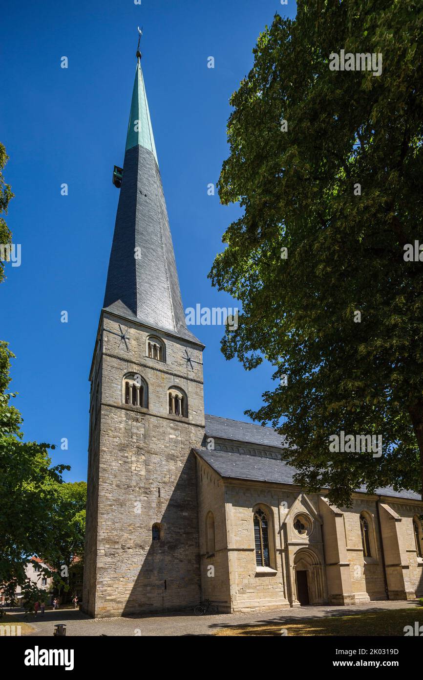 Deutschland, Billerbeck, Berkel, Baumberge, Münsterland, Westfalen, Nordrhein-Westfalen, Katholische Pfarrkirche St. Johannes der Täufer am Johanniskirchplatz, Johannis-Kirche, St. Johannis, Stadtkirche, ehemals Erzdeakriekirche, Romanisch, Gotisch Stockfoto