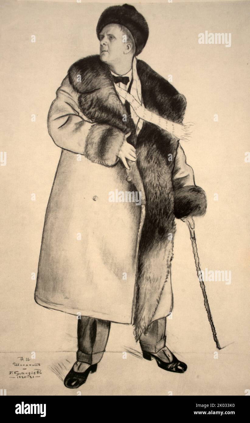 Porträt von F. I. Chaliapin. 1920-1921. Von Boris Kustodiev Stockfoto