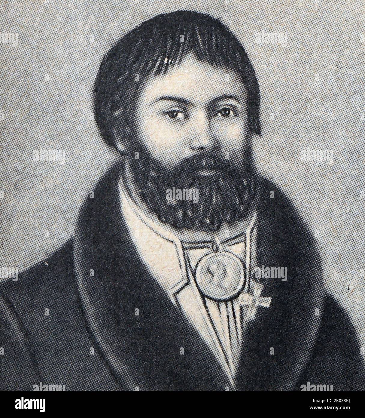 Gerasim Kurin war der Anführer eines russischen Guerillakämpfers im Vaterländischen Krieg von 1812, der gegen die eindringende französische Grande Armee kämpfte. Stockfoto