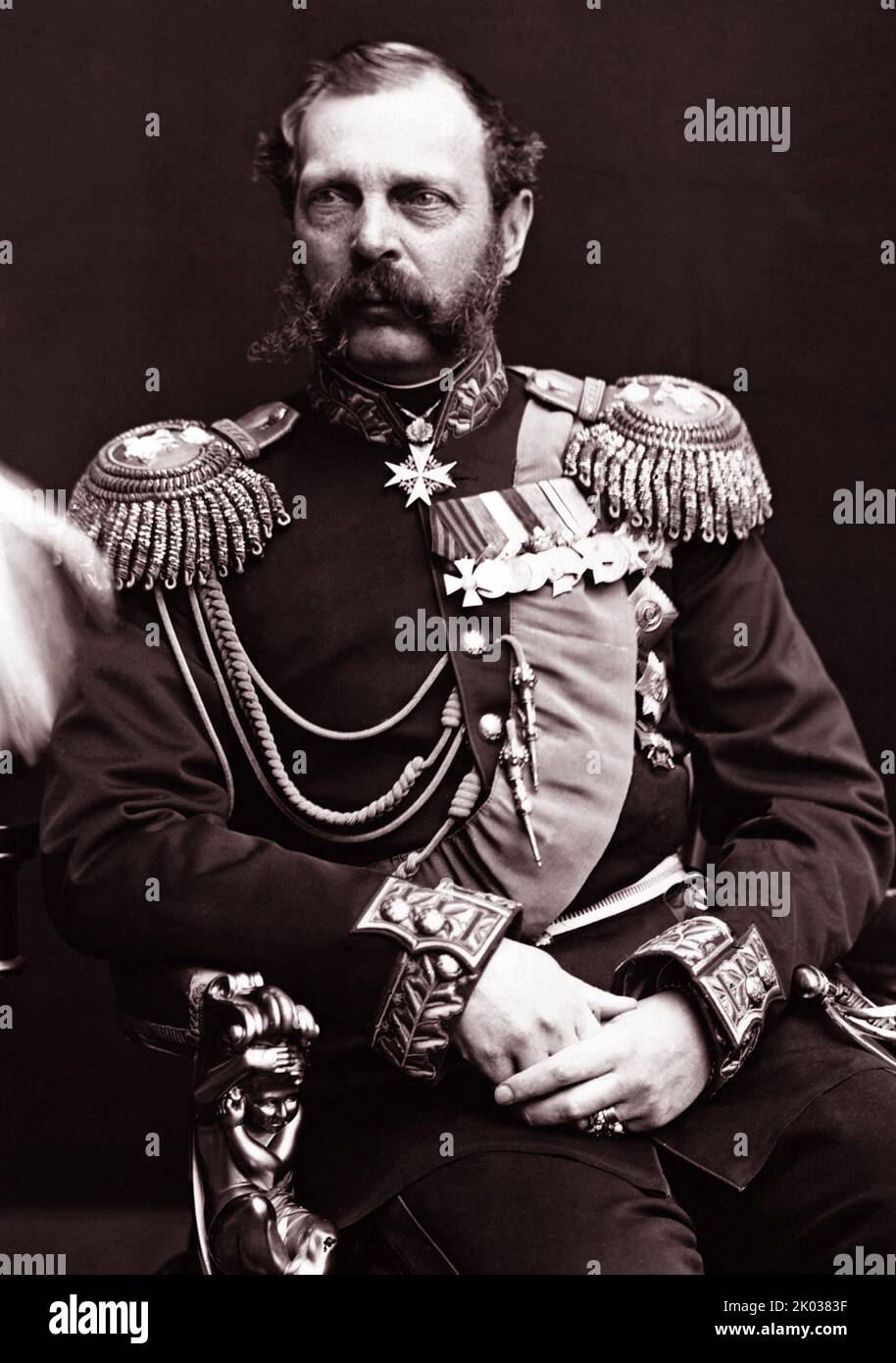 Alexander II. (1818 - 1881) Kaiser von Russland, König von Polen und Großherzog von Finnland vom 2. März 1855 bis zu seiner Tötung. Stockfoto