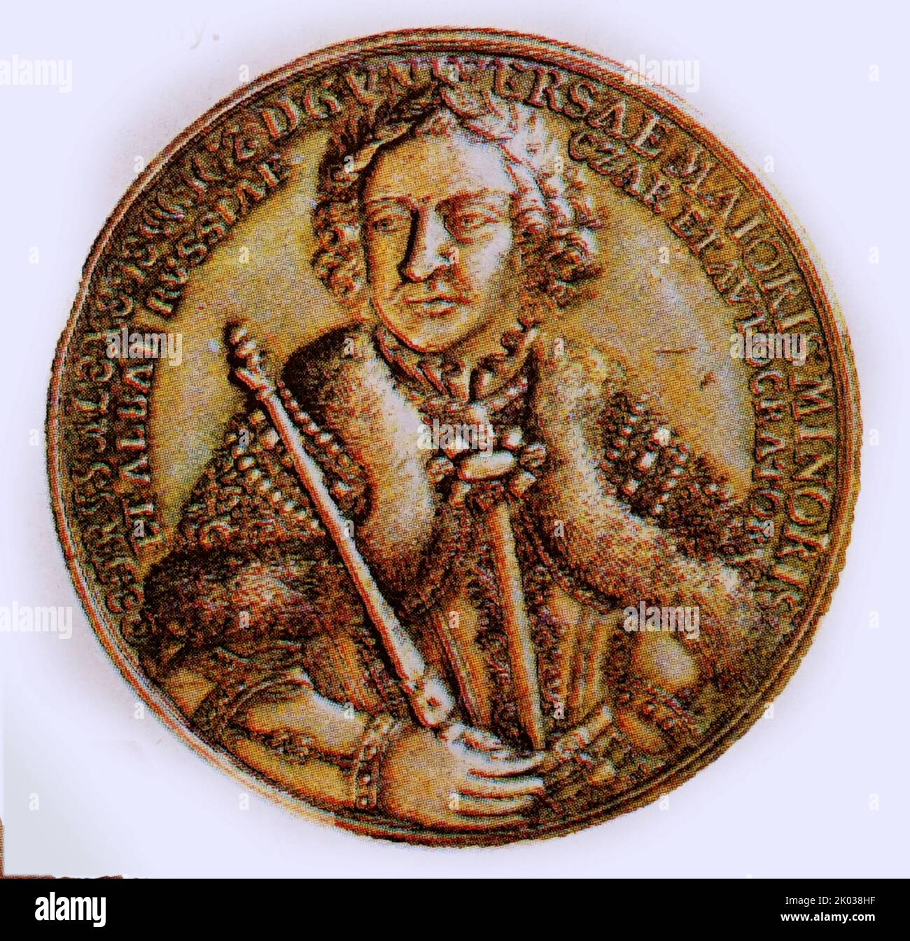 Medaille in Erinnerung an Peters erste Reise nach Europa. (Die große Botschaft von 1697). Stockfoto