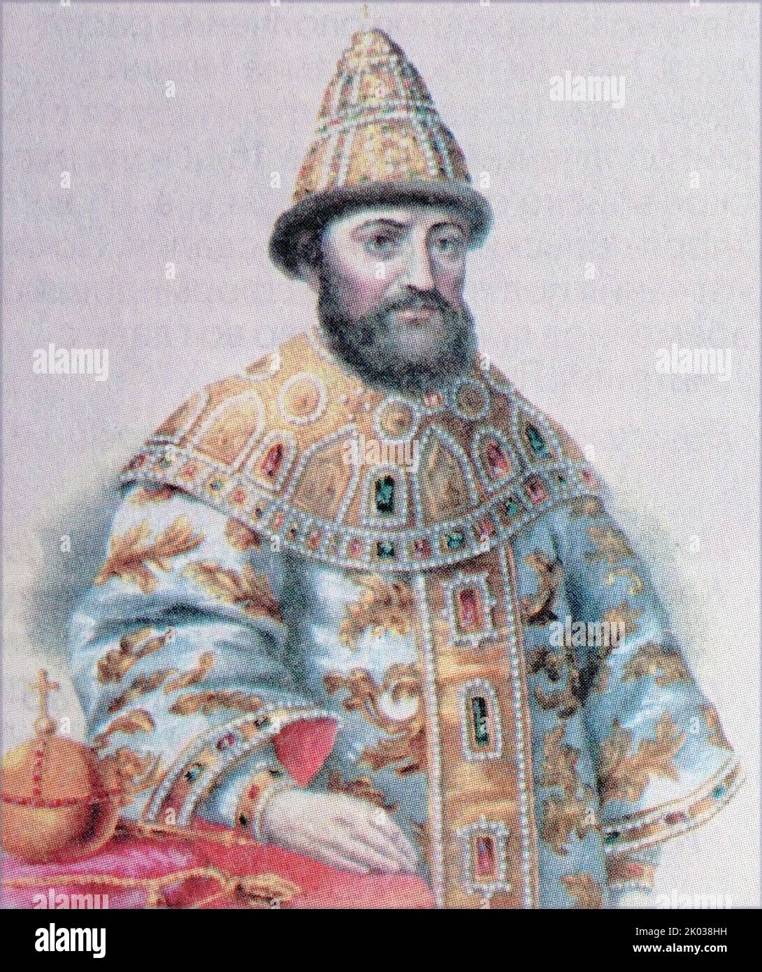 Michael I. (1596 - 1645) wurde der erste russische Zar des Hauses Romanow, nachdem ihn der Semskij sobor von 1613 zur Herrschaft des Zarenherrn von Russland gewählt hatte. Stockfoto