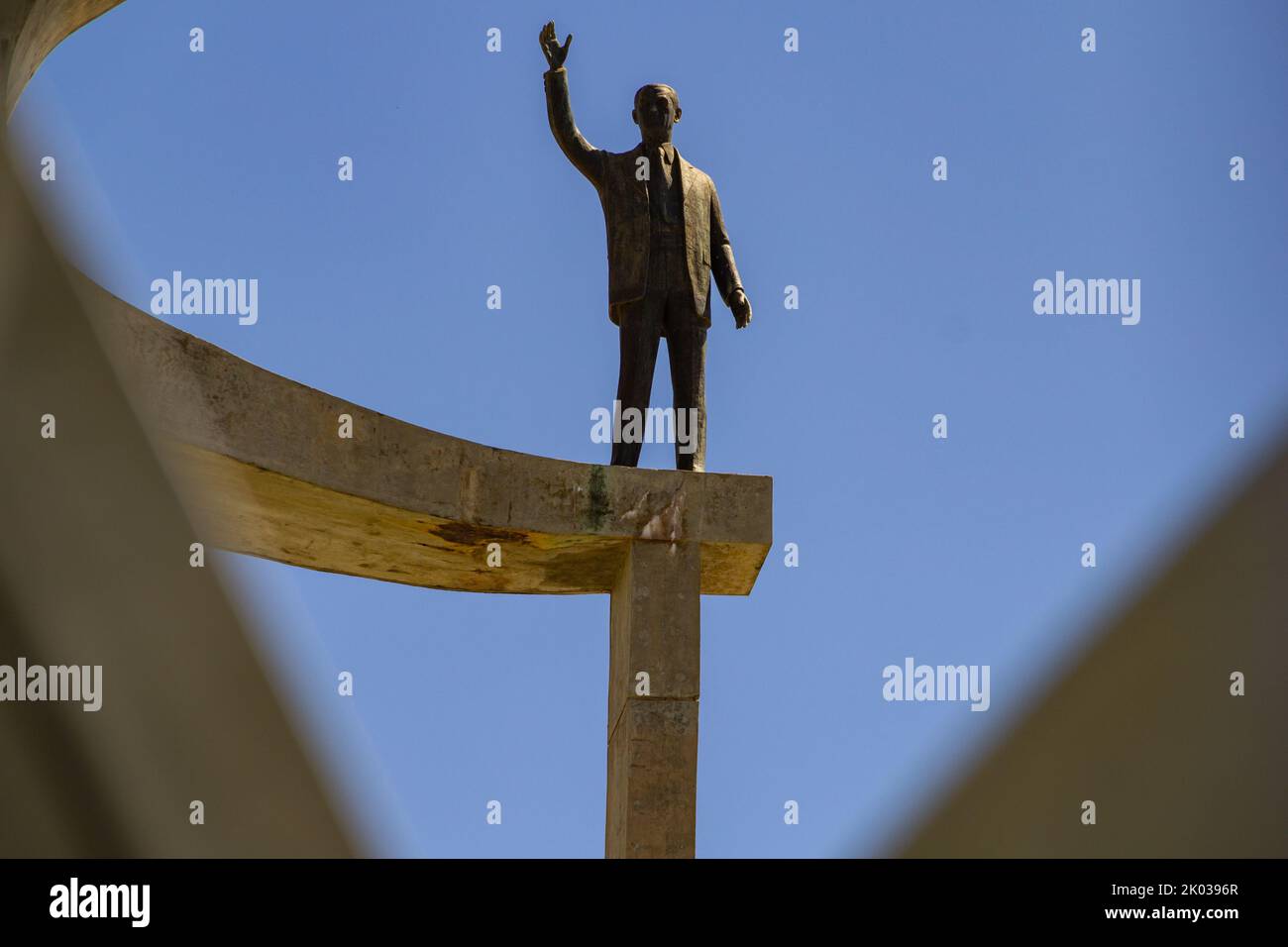 Brasília, Bundesdistrikt, Brasilien – 23. Juli 2022: Detail der Denkmäler im JK-Denkmal, Architekturprojekt von Oscar Niemeyer. Stockfoto