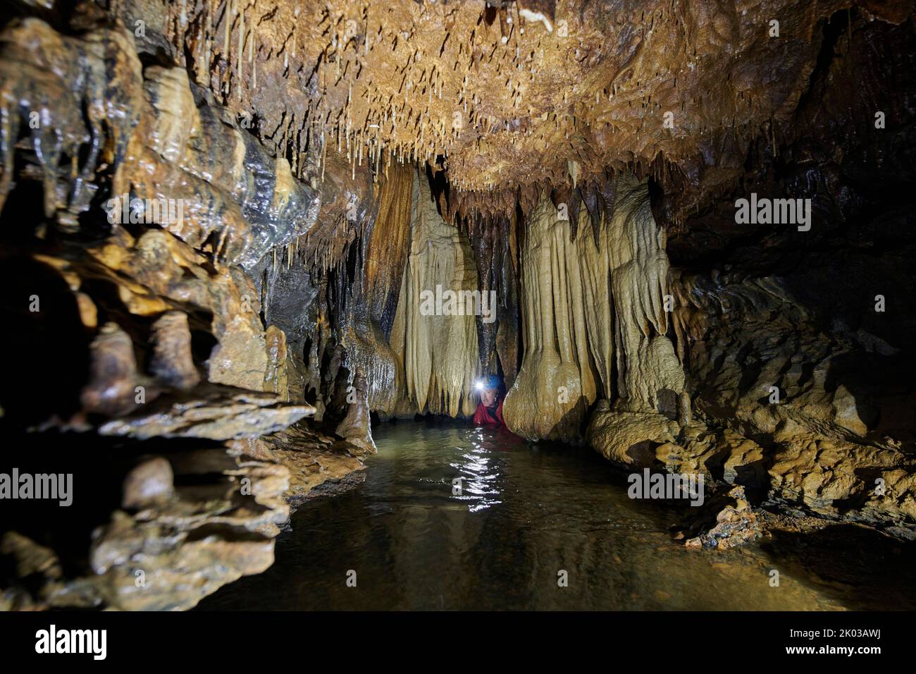 Tropfsteinhöhle, Grotte du Château de la Roche Stockfoto