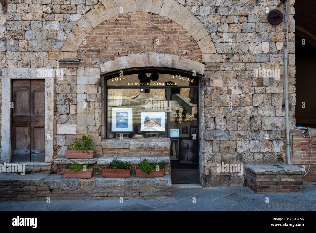 Fotostudio, Fotogeschäft, Piazza del Duomo, San Gimignano, Toskana, Italien Stockfoto