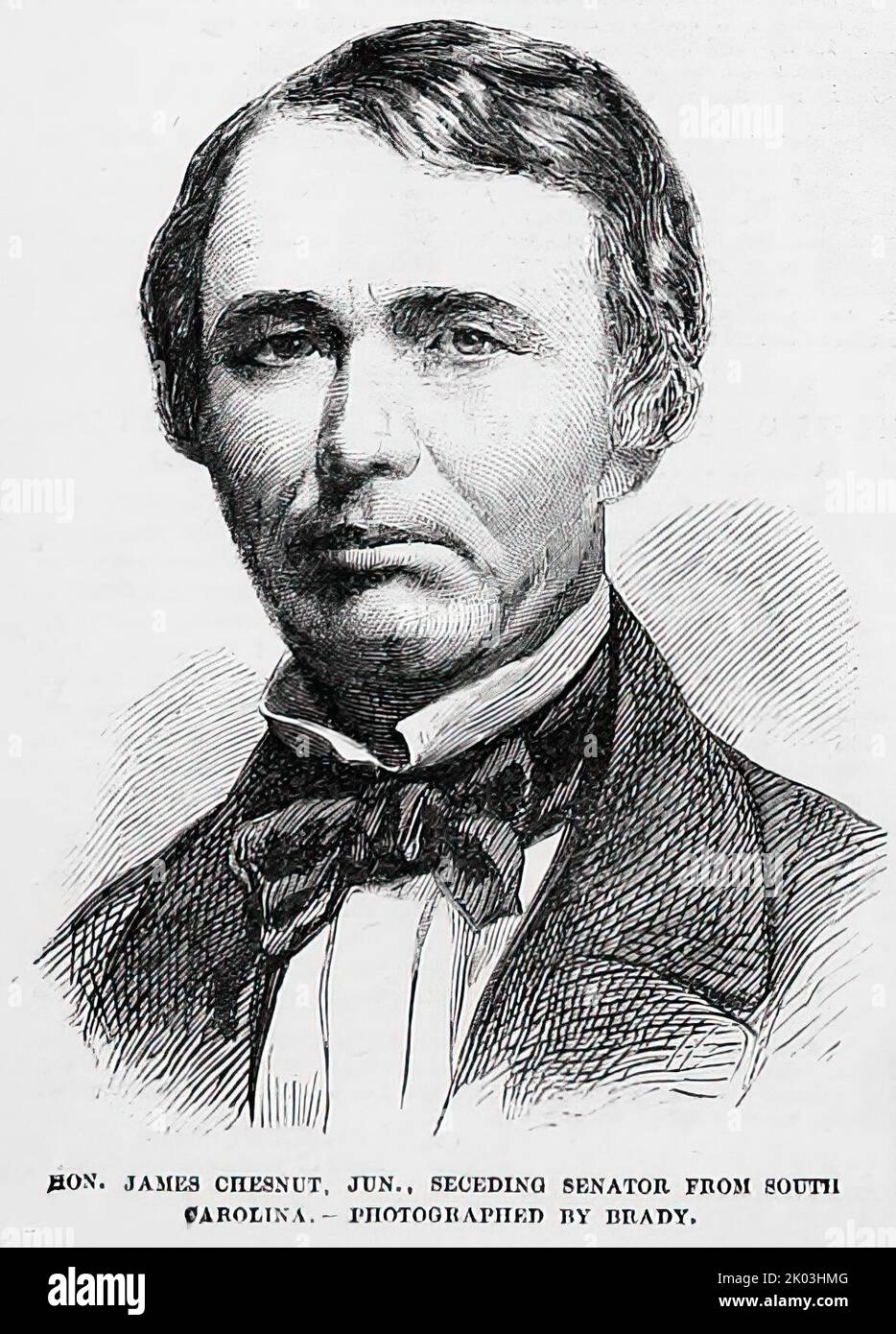 Porträt von James Caresnut Jr., Senator aus South Carolina (1860). 19.. Jahrhundert Illustration aus Frank Leslie's Illustrated Newspaper Stockfoto